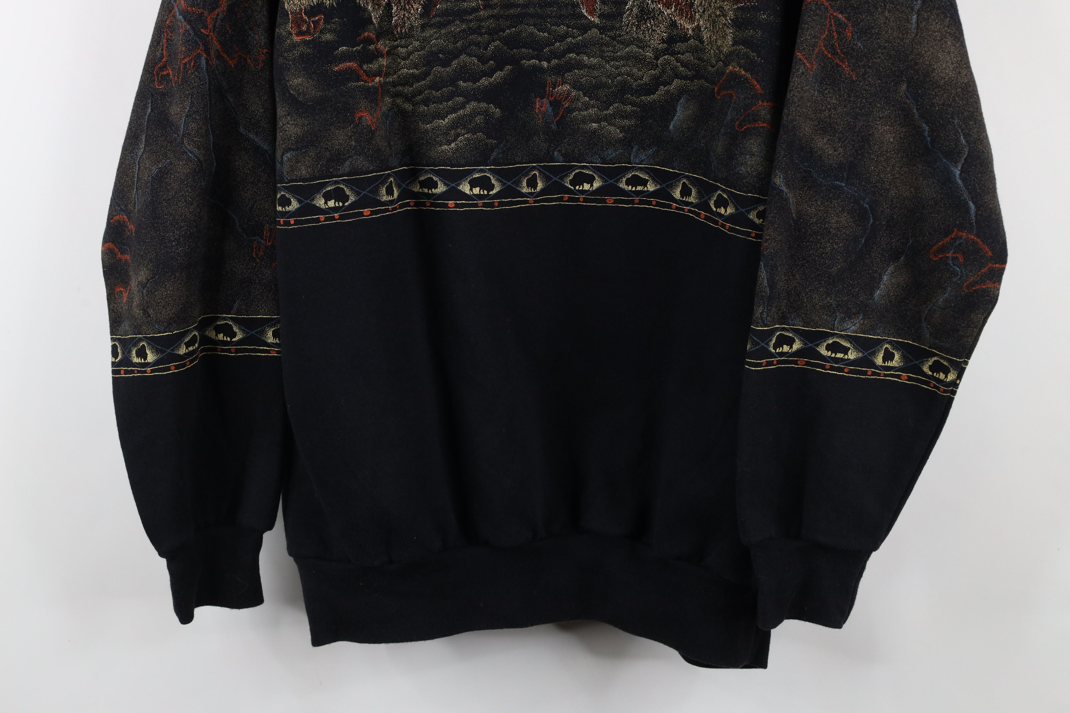 Vintage Vintage 90s Streetwear Print Bison Nature Sweatshirt USA Size US L / EU 52-54 / 3 - 3 Thumbnail