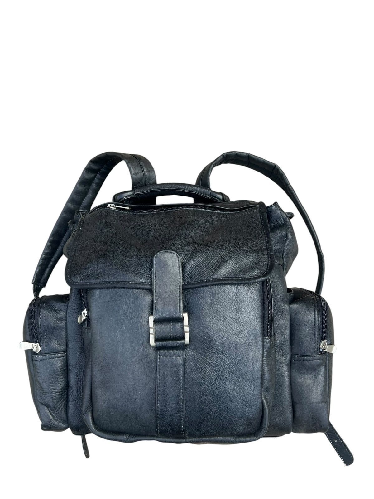 Leather Vintage PIEL Hand Made All Leather Black Backpack Bag Size ONE SIZE - 6 Thumbnail