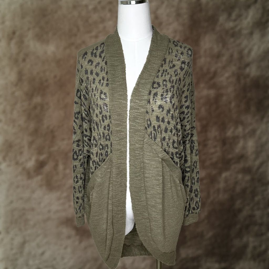 Vintage VINTAGE Daytrip Cardigan Womens S Cheetah Animal Print Open Knit Dolman Sleeve Relaxed Fit Casual Size S / US 4 / IT 40 - 1 Thumbnail