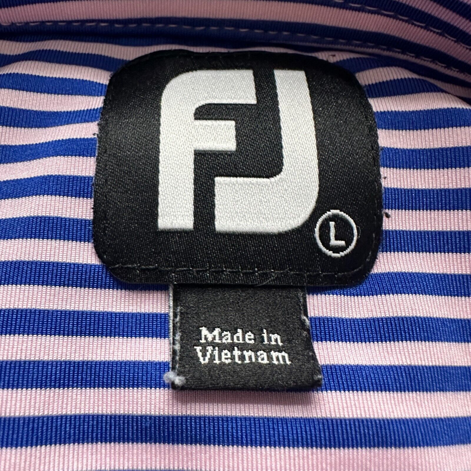 Footjoy FootJoy Polo Shirt Men's L Pink Blue Striped Polyester Golf Size US L / EU 52-54 / 3 - 5 Thumbnail