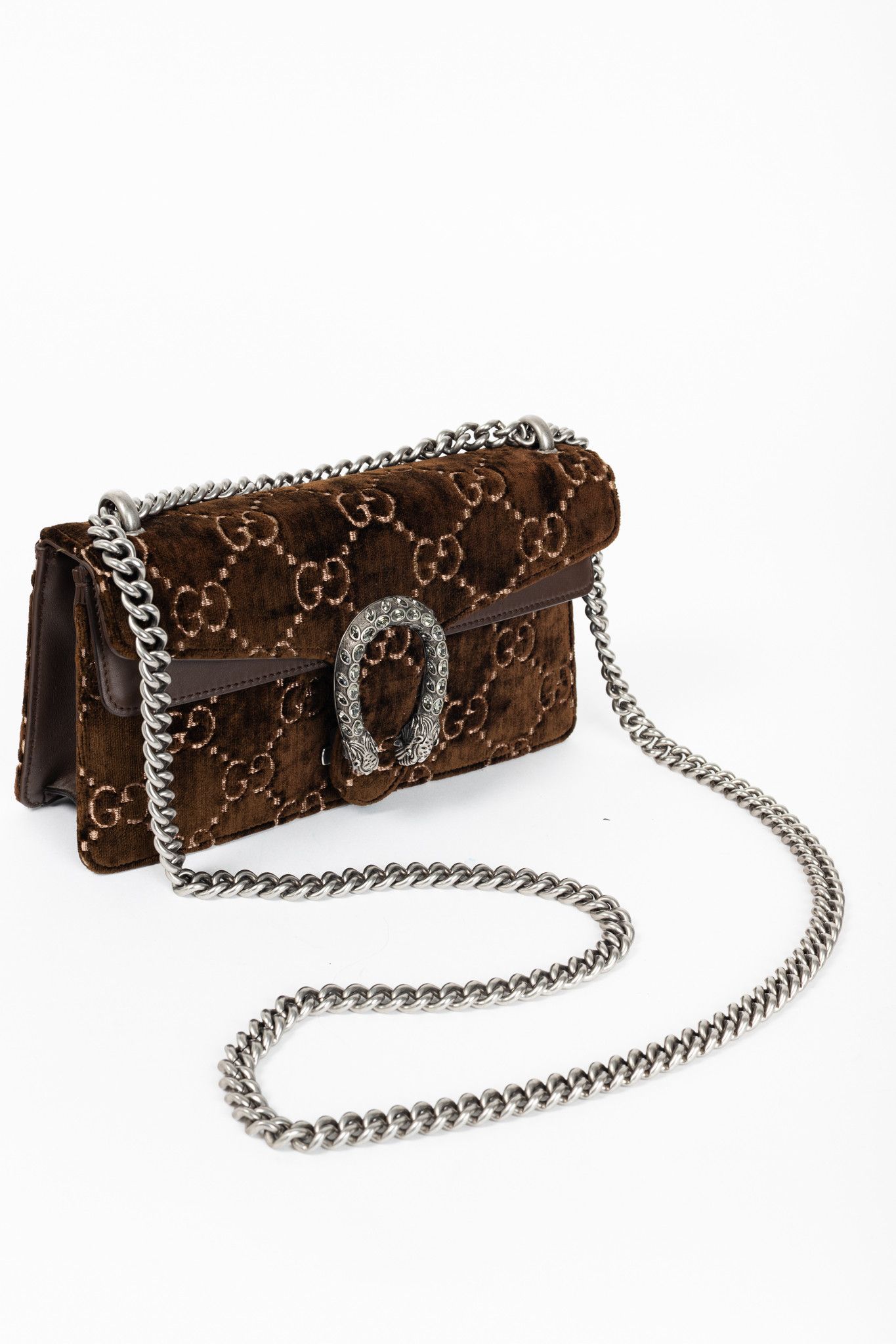 Gucci Gucci Dionysus Brown Velvet GG Monogram Medium Shoulder Bag Size ONE SIZE - 6 Thumbnail