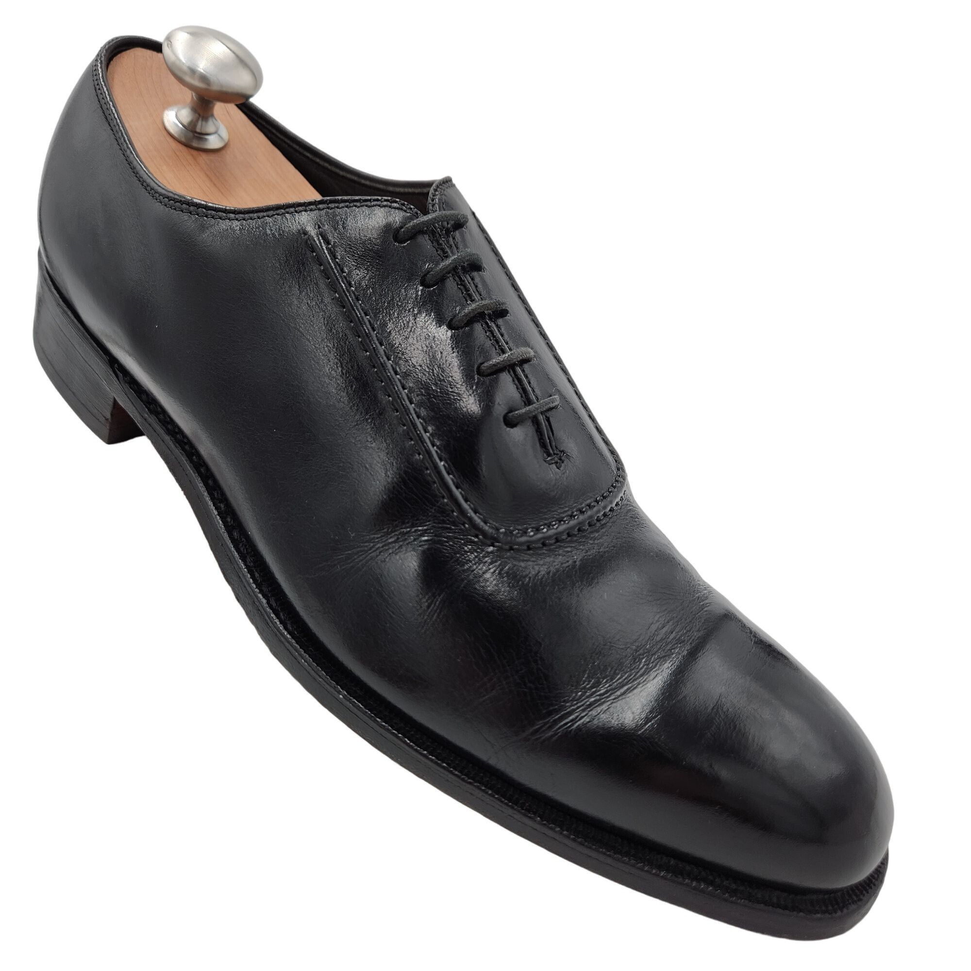 image of Vintage Bostonian Men 10B Black Leather Dress Shoes Oxfords in Black Brown
