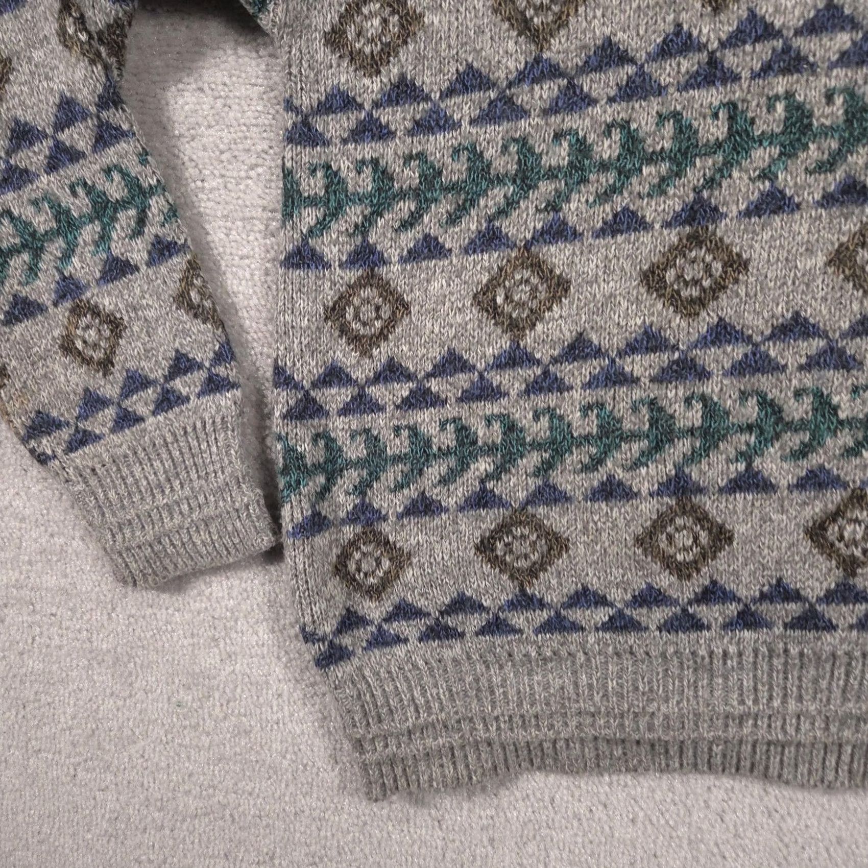 Vintage Reed St. James Sweater Mens XL Gray Geometric Knit Crewneck Pullover Made In USA Size US XL / EU 56 / 4 - 3 Thumbnail