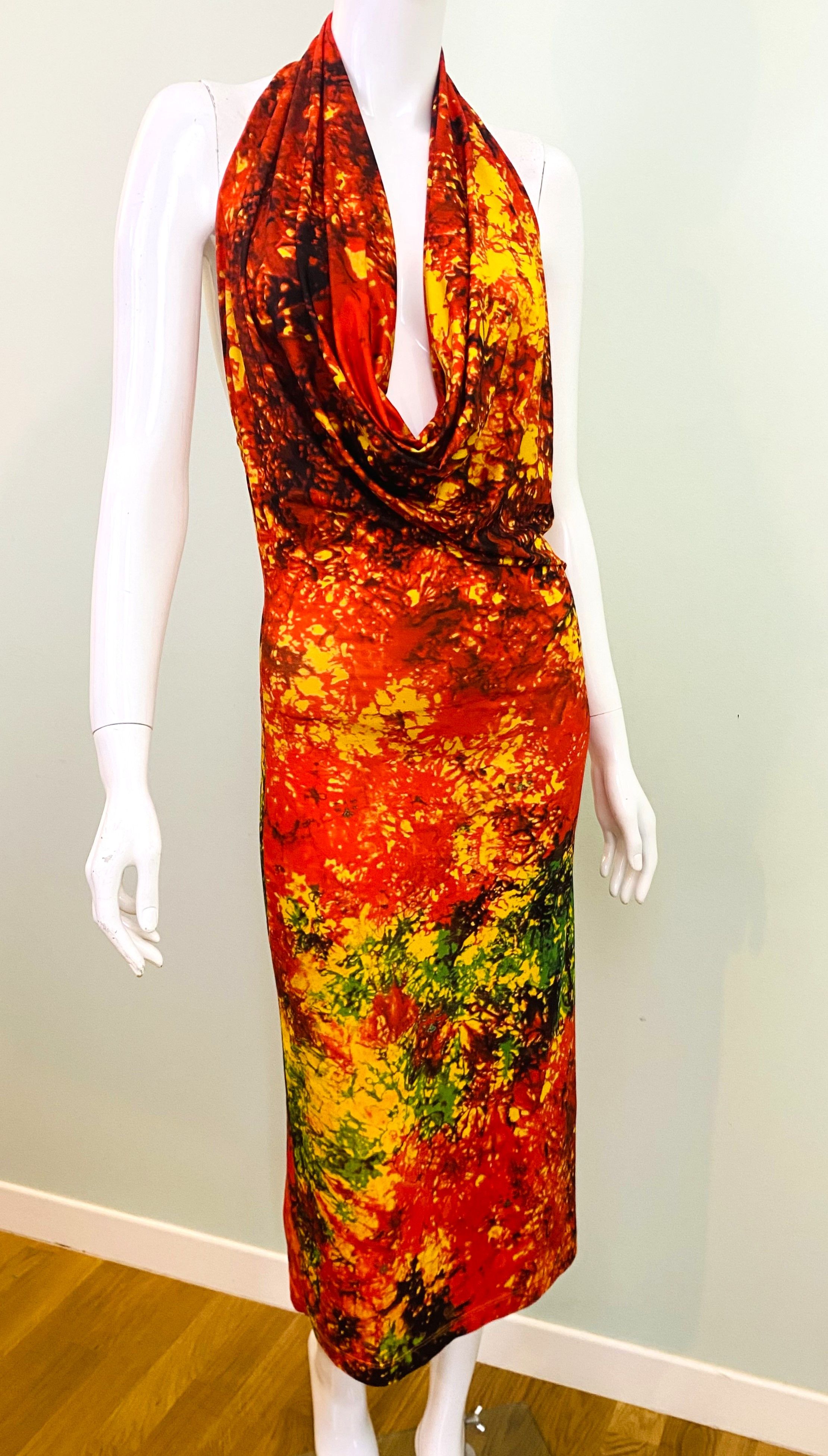 plein sud Plein Sud Mock Neck Deep V Cut Out Lava Tie Dye Dress Size M / US 6-8 / IT 42-44 - 7 Thumbnail
