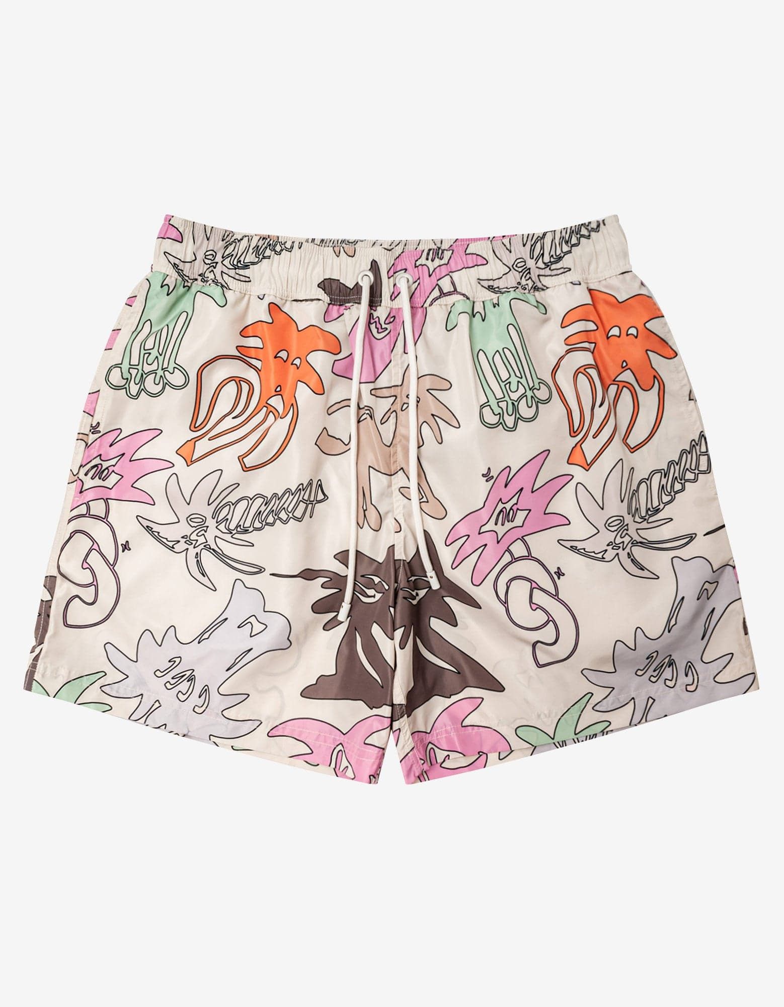 Image of Palm Angels Palmity All-Over Swim Shorts in Beige, Men's (Size 30)