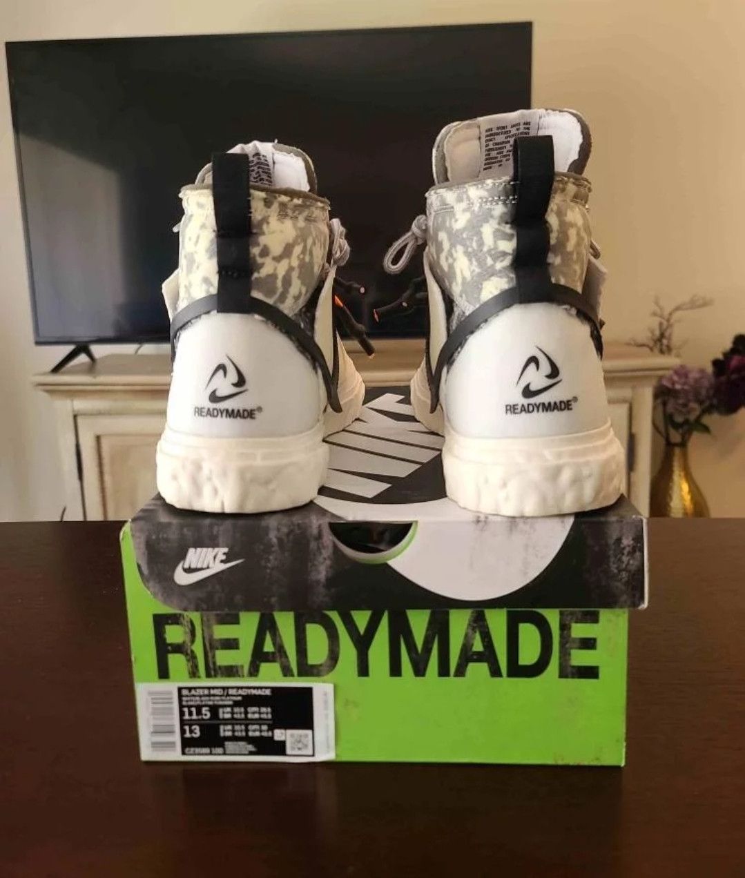 Nike × READYMADE READYMADE X Blazer Mid white Camo Size US 11.5 / EU 44-45 - 6 Thumbnail