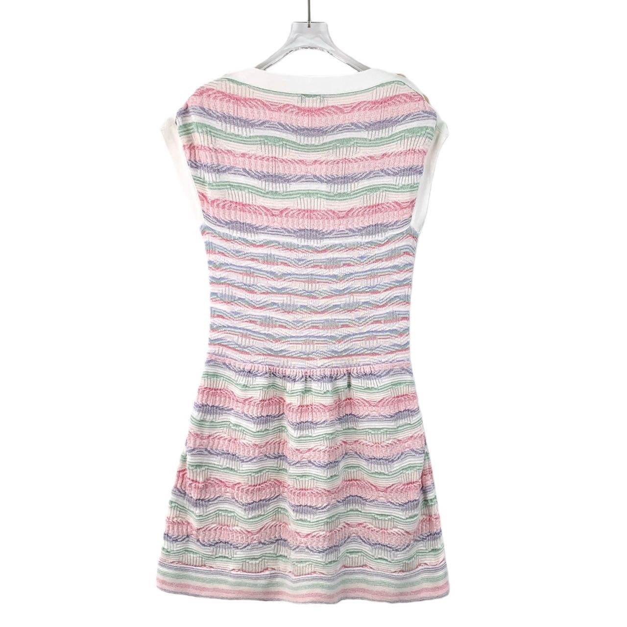 Chanel Chanel Striped Drop Shoulder Sleeveless Knit Dress K26WX Size XS / US 0-2 / IT 36-38 - 2 Thumbnail