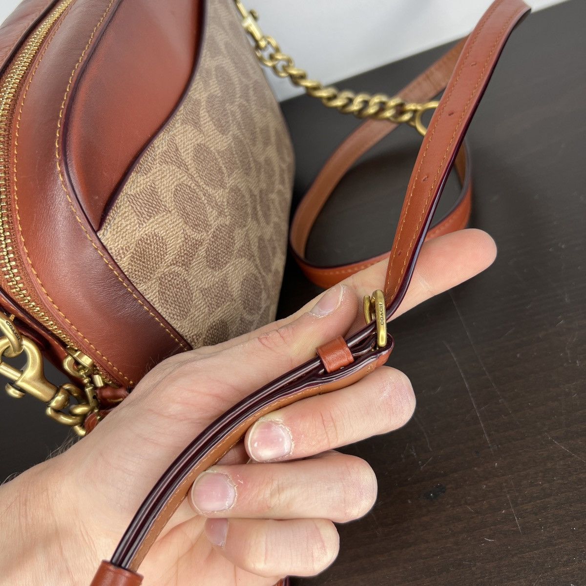 Coach × Designer Coach Mini Crossbody Bag Leather Monogram Brown Beige Size ONE SIZE - 10 Thumbnail