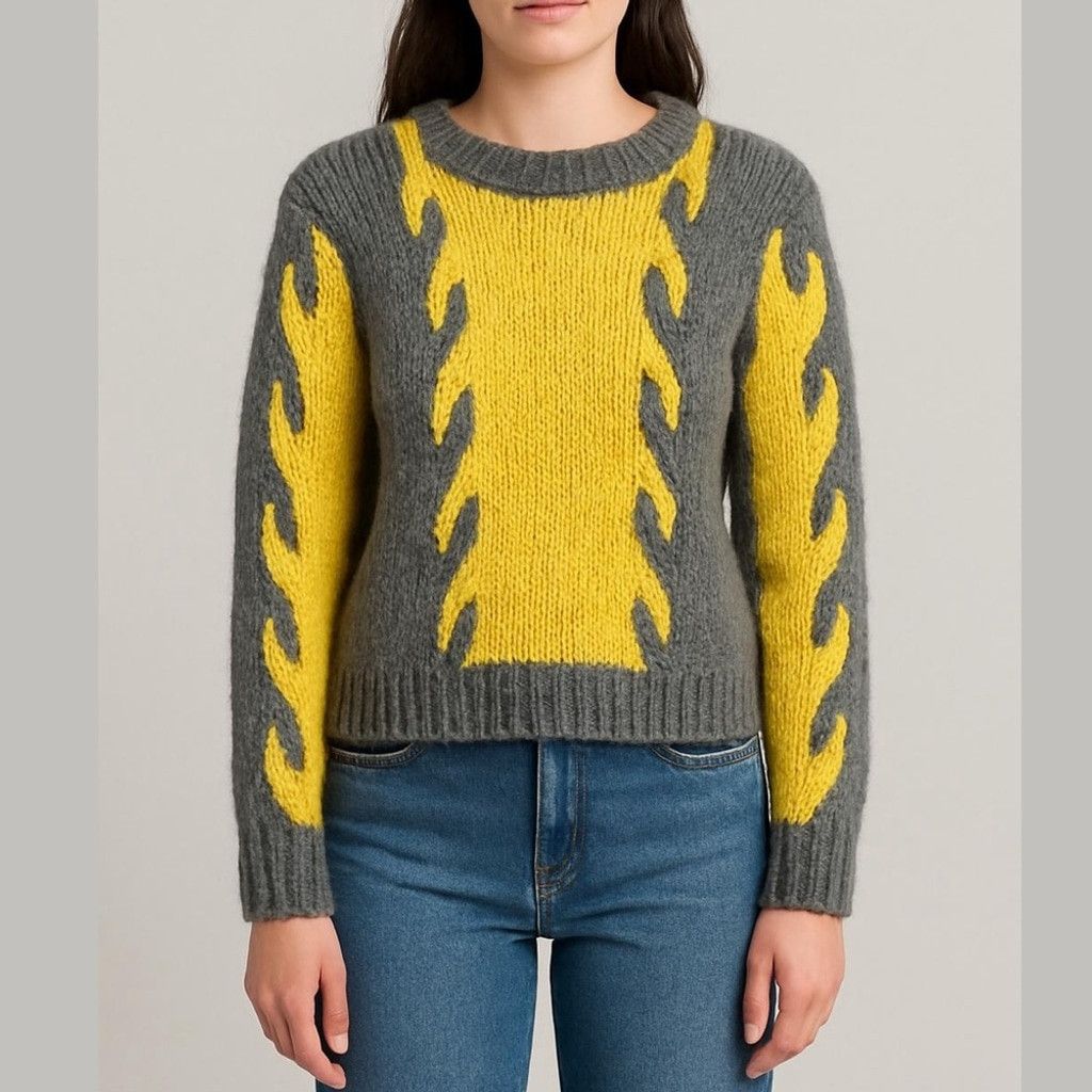 Other Femme a Idee Mohair Blend Flame Crewneck Knit Sweater Size M Size M / US 6-8 / IT 42-44 - 1 Thumbnail