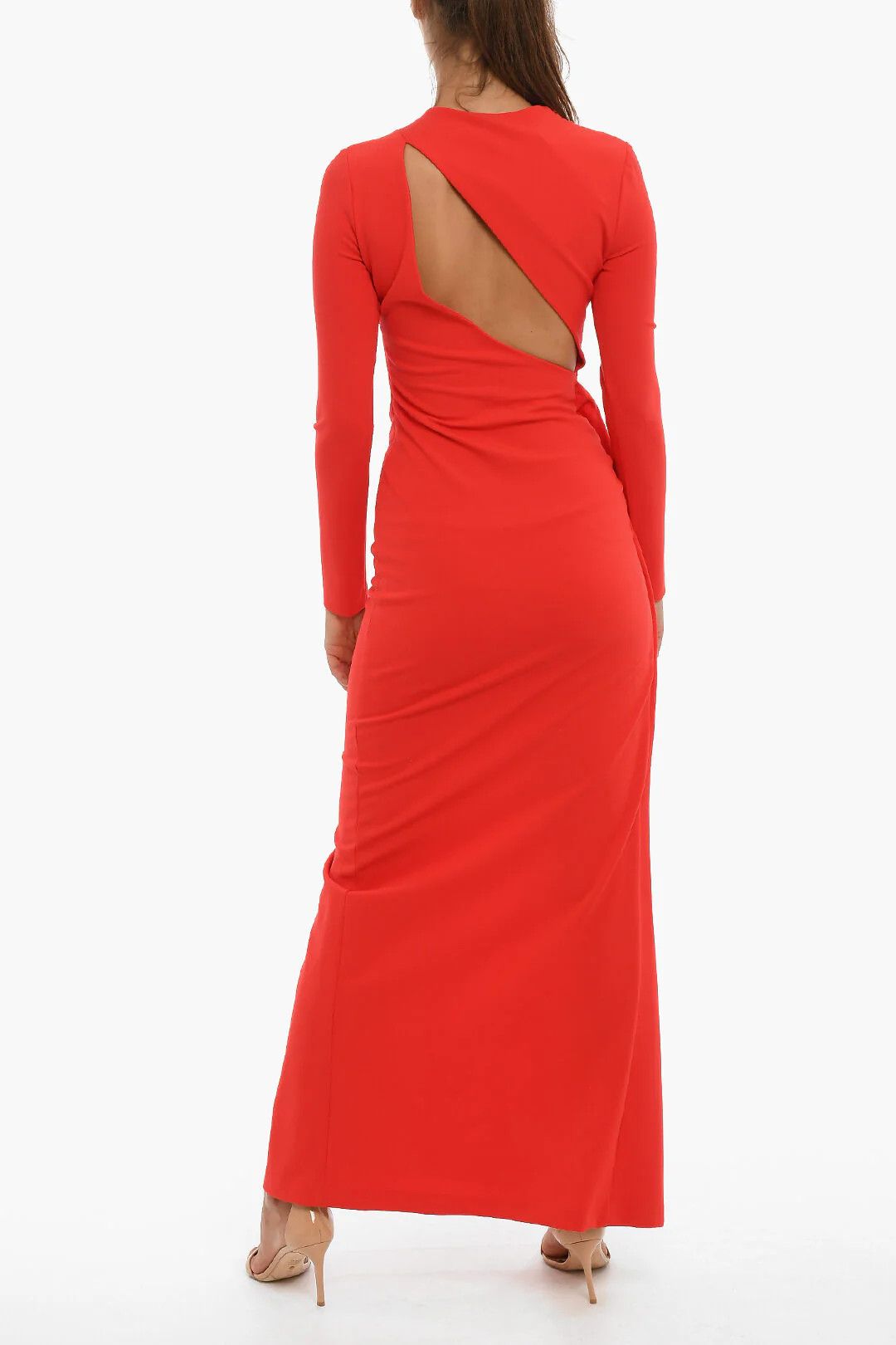 Alexander McQueen og1mm0426 Maxi Long-Sleeve Dress in Red Size S / US 4 / IT 40 - 2 Thumbnail