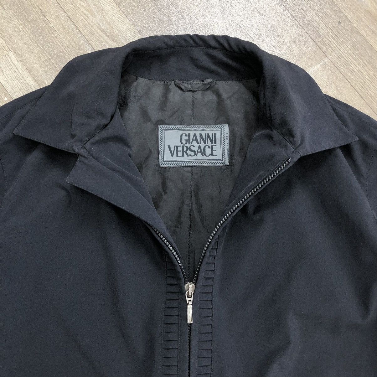 Versace 🇮🇹 Vintage Gianni Vercase Luxury Designer Black Work Jacket Size US L / EU 52-54 / 3 - 6 Thumbnail