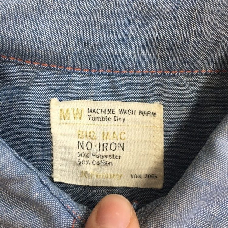 Other Vtg JcPenney BiG MaC Blue Thin CHAMBRAY 50/50 shirt Size US XL / EU 56 / 4 - 6 Thumbnail