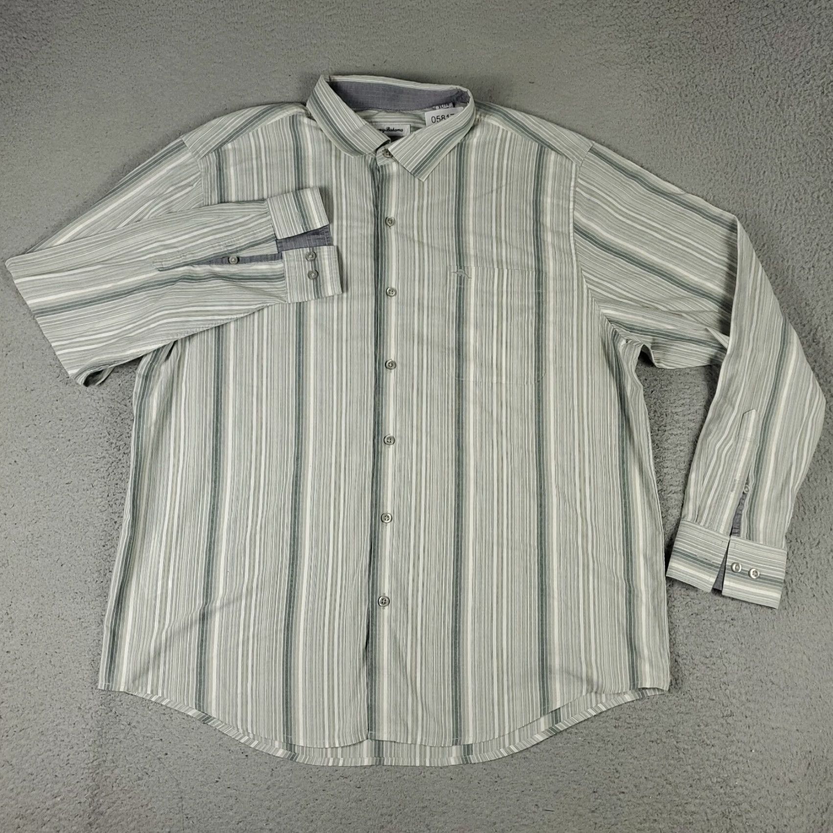 Tommy Bahama Tommy Bahama Shirt Mens XL Green Striped Button-Up Long Sleeve Cotton Size US XL / EU 56 / 4 - 2 Thumbnail