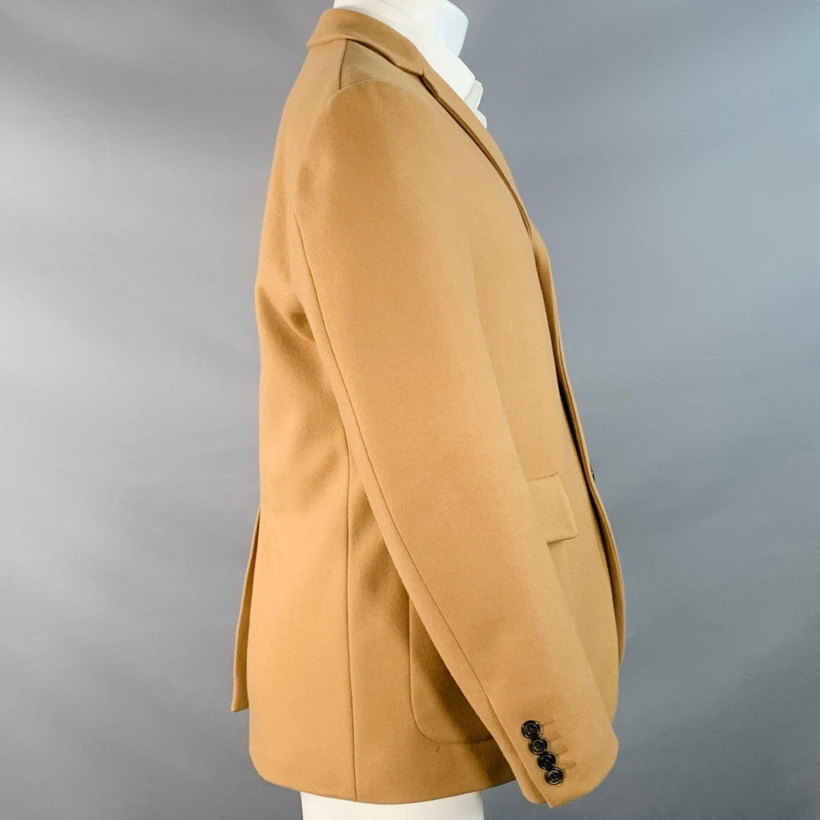 Lardini Size 40 Regular Tan Wool Notch Lapel Sport Coat Size 40R - 2 Thumbnail