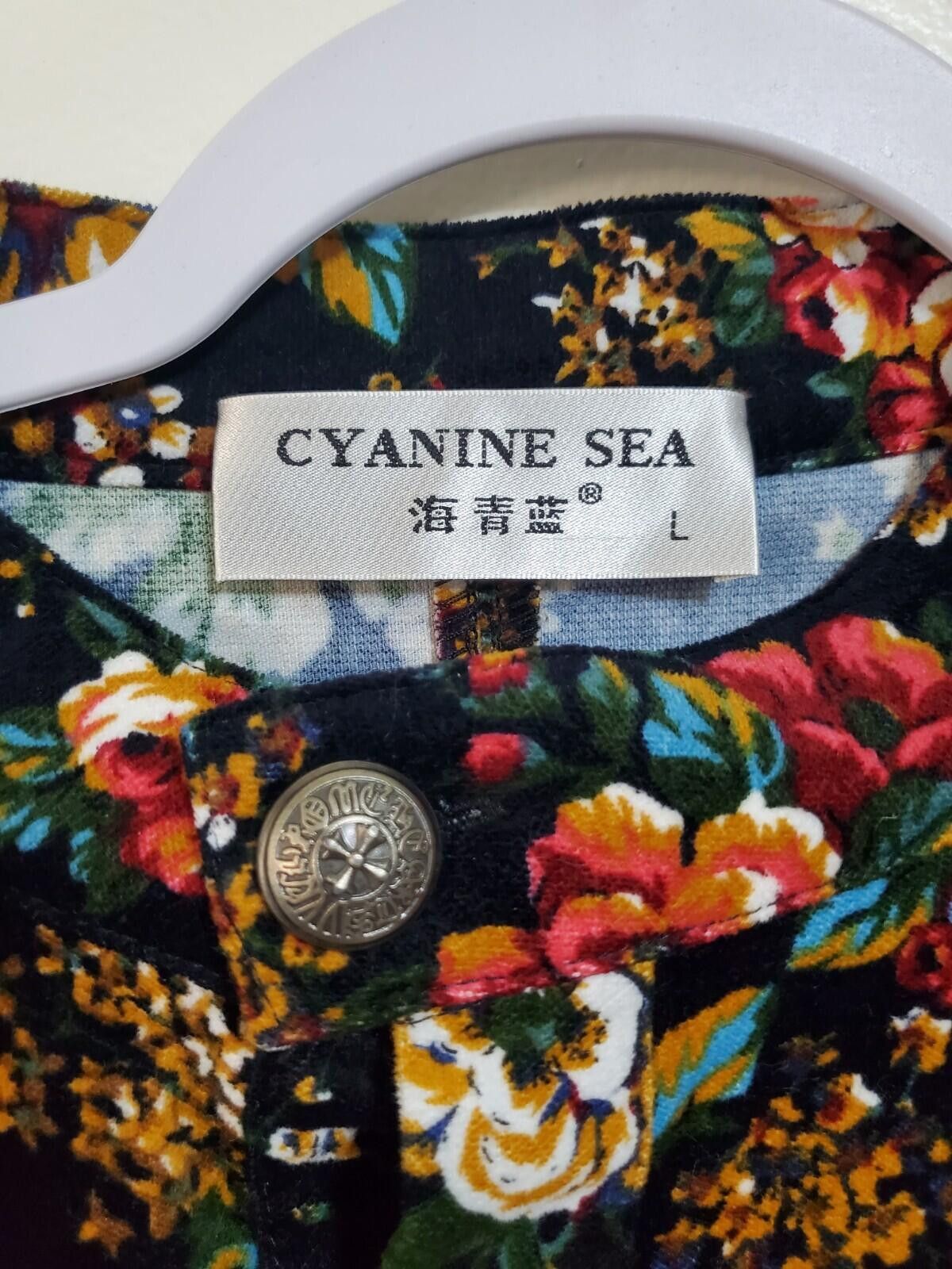 Other Cyanine Sea Womens' Black Long Sleeve Floral Dress Large Size L / US 10 / IT 46 - 3 Thumbnail