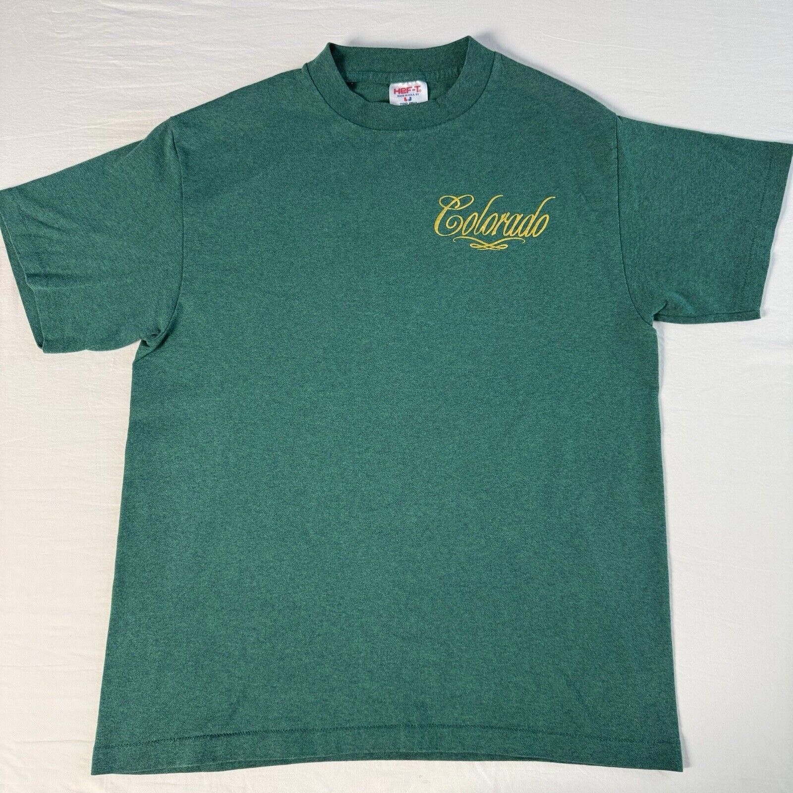 Designer Vtg Single Stitch Colorado T-Shirt Green 90s HEF-T Size L Size US L / EU 52-54 / 3 - 1 Thumbnail