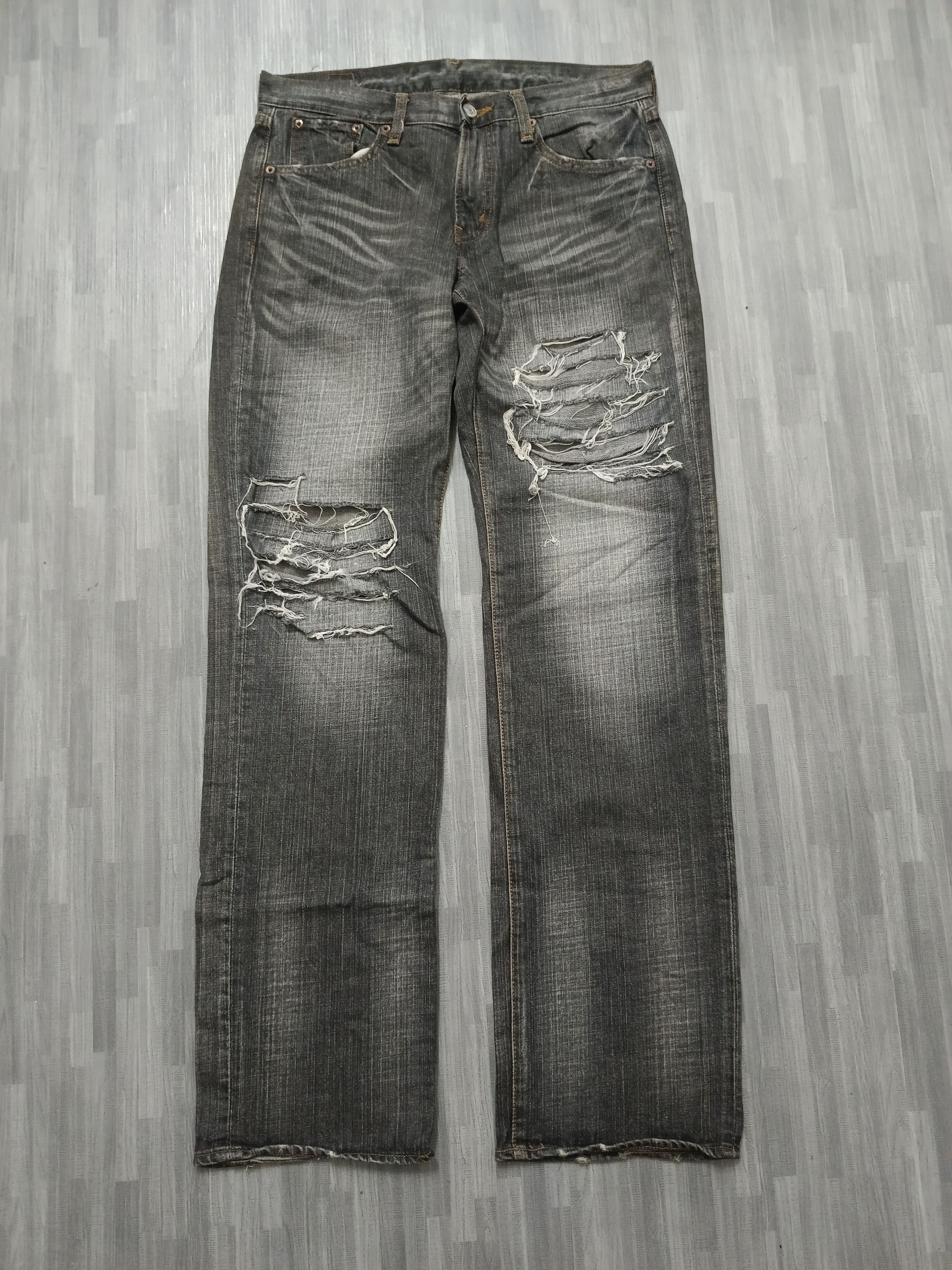 Japanese Brand SICK WASHED RIPED CRACK WASH BOBSON DENIM PANTS Size US 30 / EU 46 - 2 Thumbnail