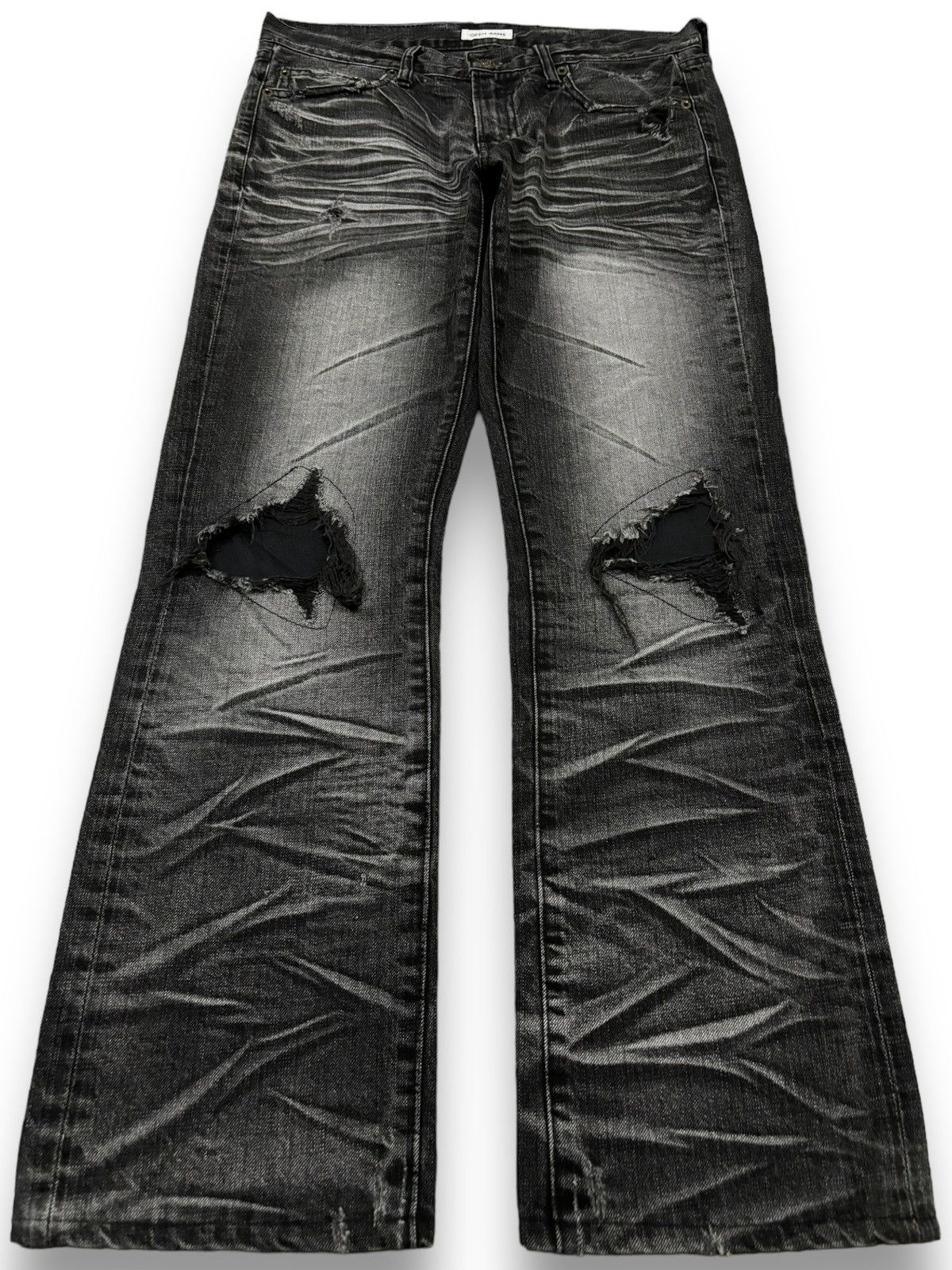 Pre-owned If Six Was Nine Vintage Whiskers Faded Loose Distressed Jeans In Black