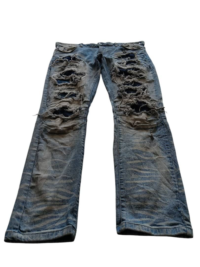 Japanese Brand 🔥Japanese Brand Smoke Rise Distressed patchwork Pants Size US 38 / EU 54 - 6 Thumbnail