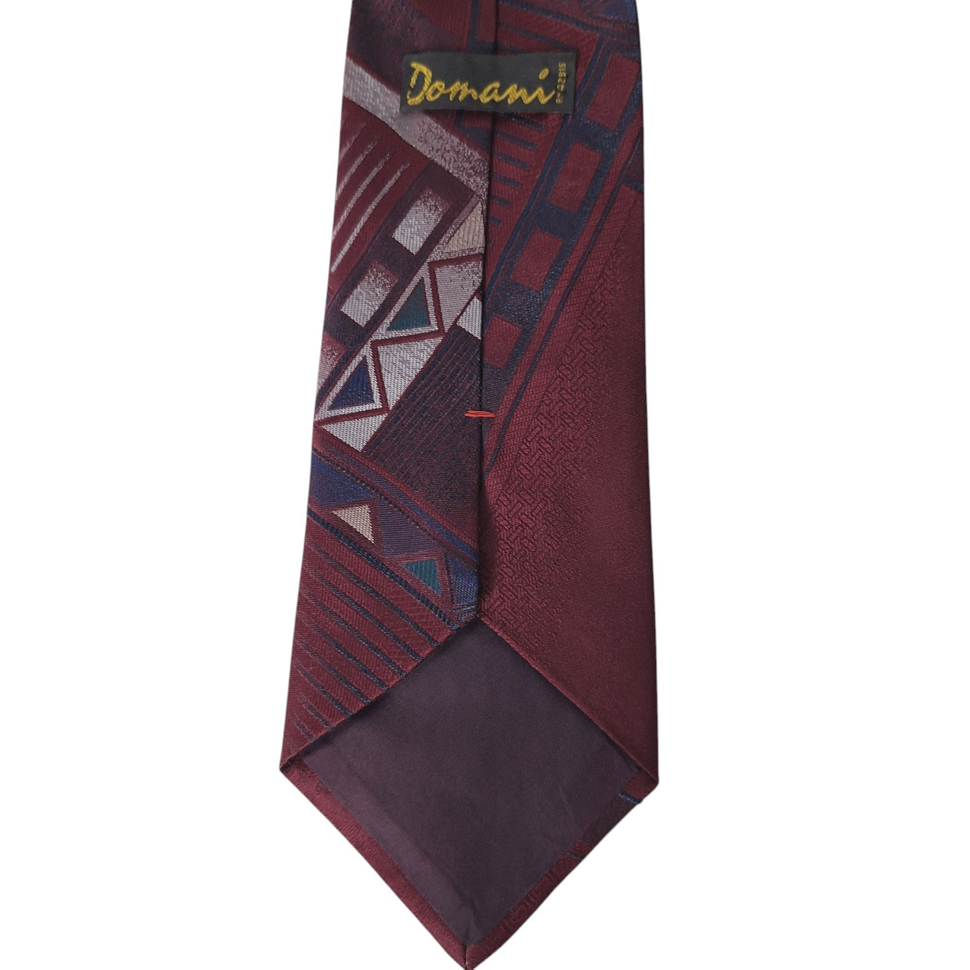 Other Vtg Domani Tie Maroon Geometric Abstract Art Deco Swan Logo Size ONE SIZE - 6 Thumbnail