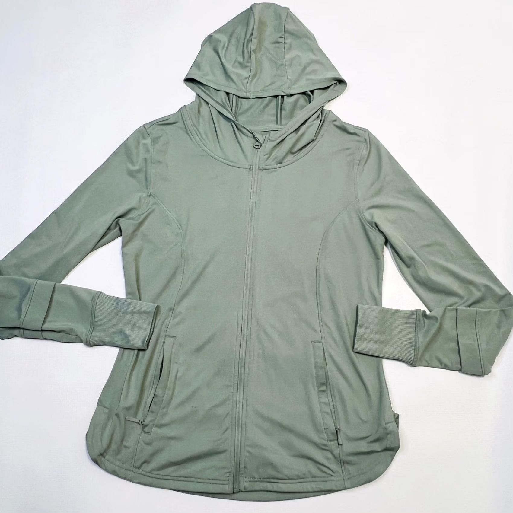 Vintage 7Diamonds Core Jacket Womens Small Green Full Zip Hoodie Stretch Thumb Holes Jacket Size S / US 4 / IT 40 - 5 Thumbnail