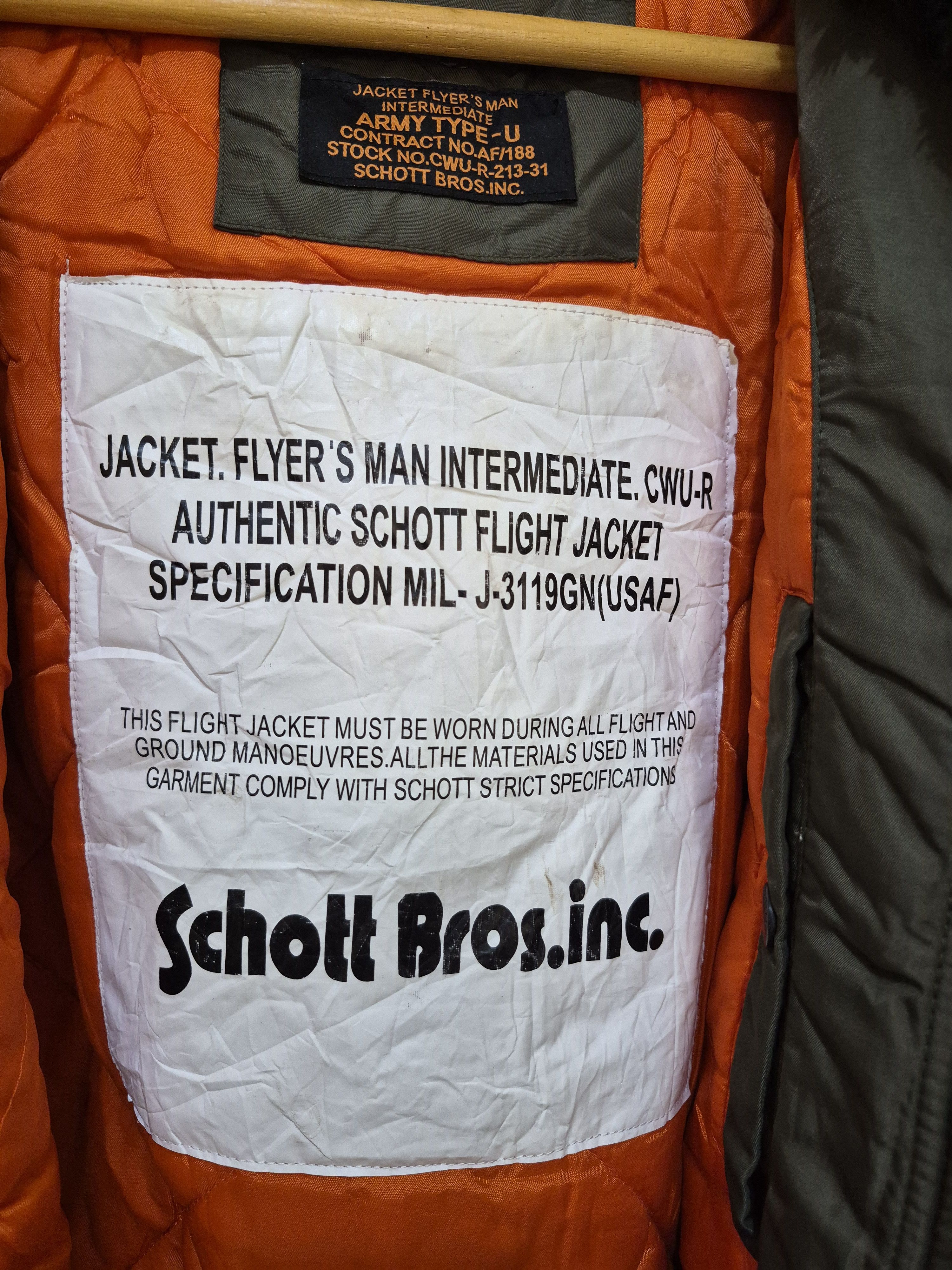 Schott SCHOTT FLIGHT JACKET MIL-J-3119GN Size US M / EU 48-50 / 2 - 10 Thumbnail