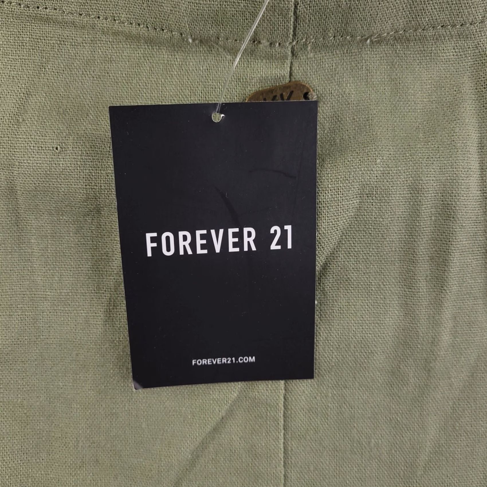 Forever 21 FOREVER 21 Blouse Shirt Womens S Linen Green Kendall Kylie Olive Woven Knit? Size S / US 4 / IT 40 - 3 Thumbnail