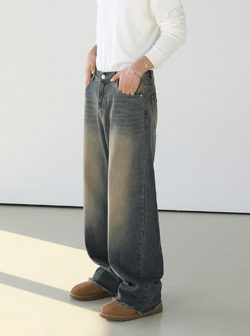 Japanese Brand × Jean Loose wide-leg Japanese trendy distressed washed jeans Size US 34 / EU 50 - 3 Thumbnail