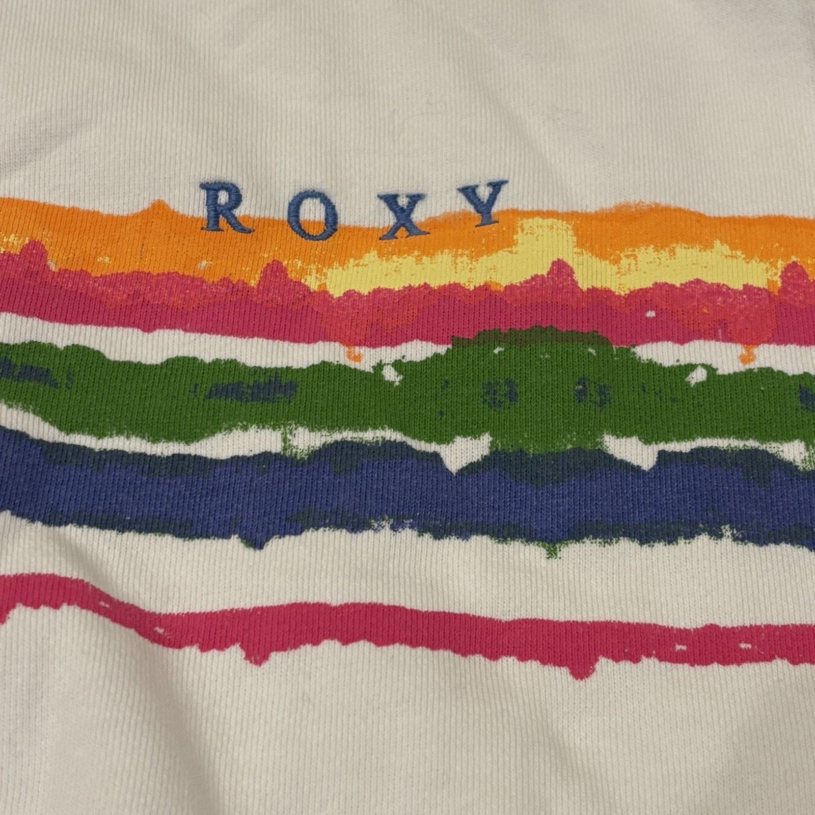 Other Roxy White Sweatshirt Abstract Rainbow Drawstring XL Crew Size XL / US 12-14 / IT 48-50 - 4 Thumbnail