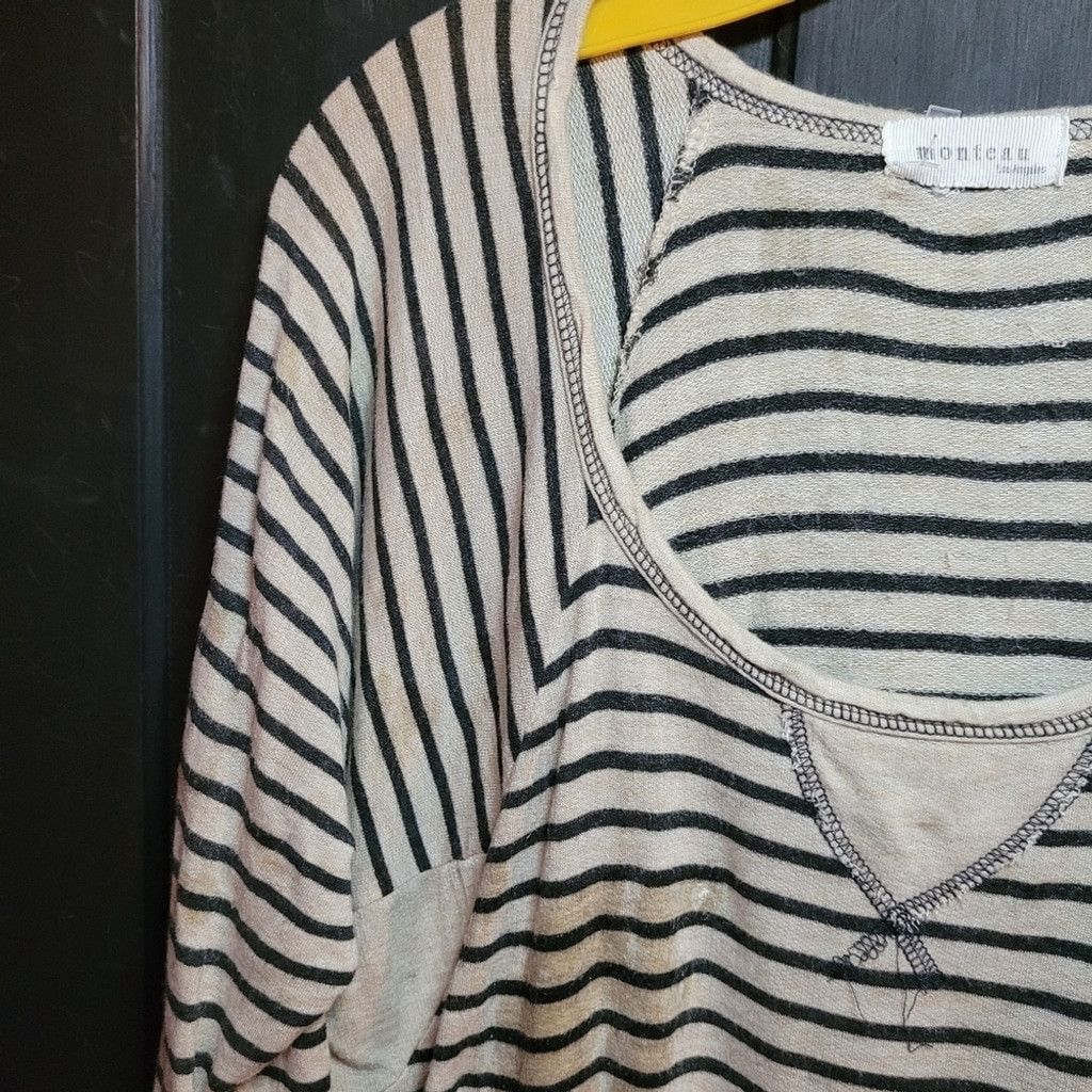 Montagut Monteri, casual shirt. Beige with black stripes.,guc, M Size L / US 10 / IT 46 - 3 Thumbnail