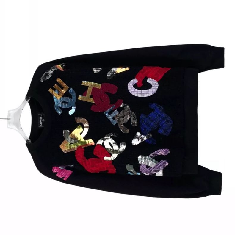 Chanel Chanel Size 38 Black logo color sequin letter cotton round Size US XXS / EU 40 - 1 Thumbnail