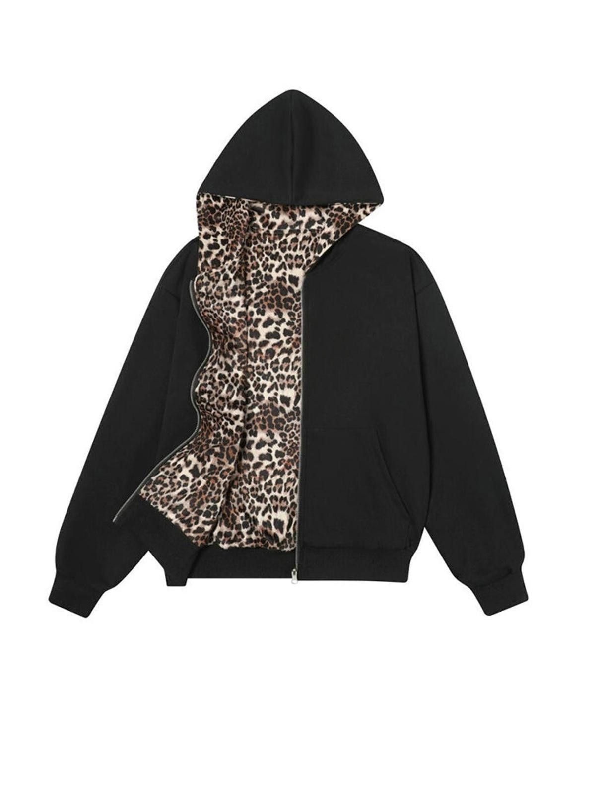 Other Leopard Print Lined Zip-Up Hoodie, Casual Sweatshirt Size US L / EU 52-54 / 3 - 5 Thumbnail
