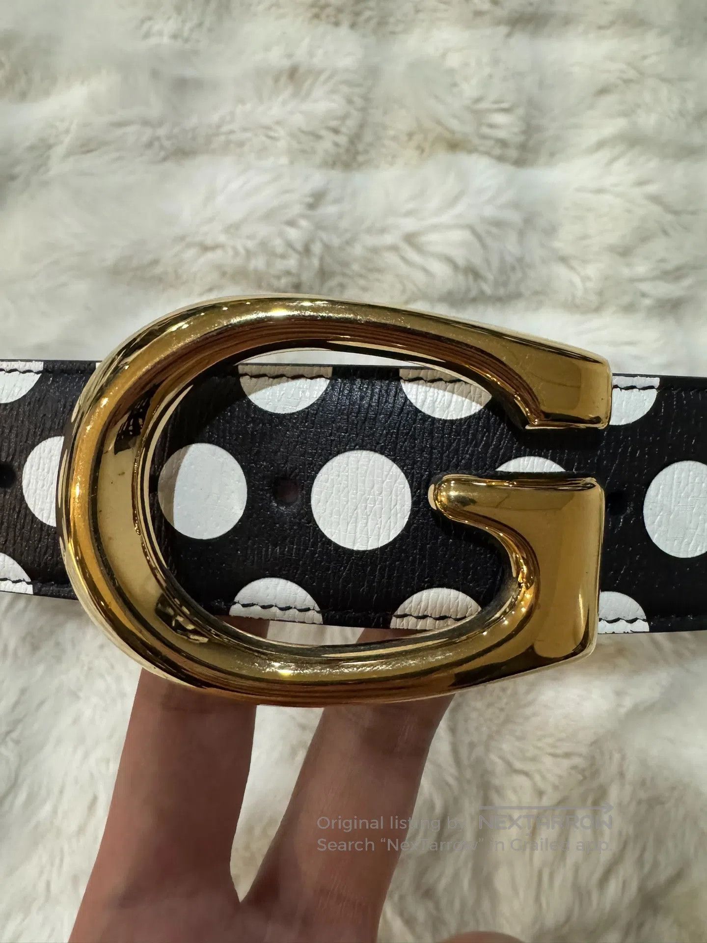 Gucci Guicci size 85 Polka Dot Gold Buckle Belt| Size ONE SIZE - 3 Thumbnail