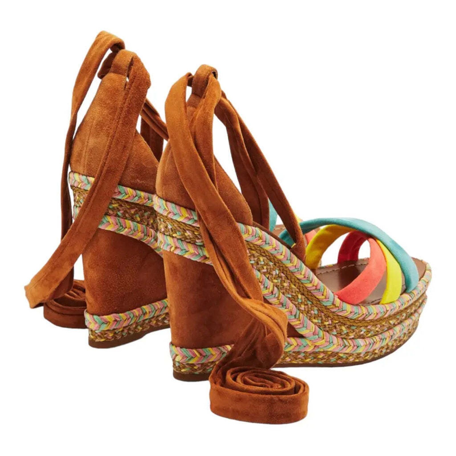 Christian Louboutin Lagoadonna 120 Brown Lace Up Platform Wedge Sandal Heel 41 Size US 11 / IT 41 - 7 Thumbnail