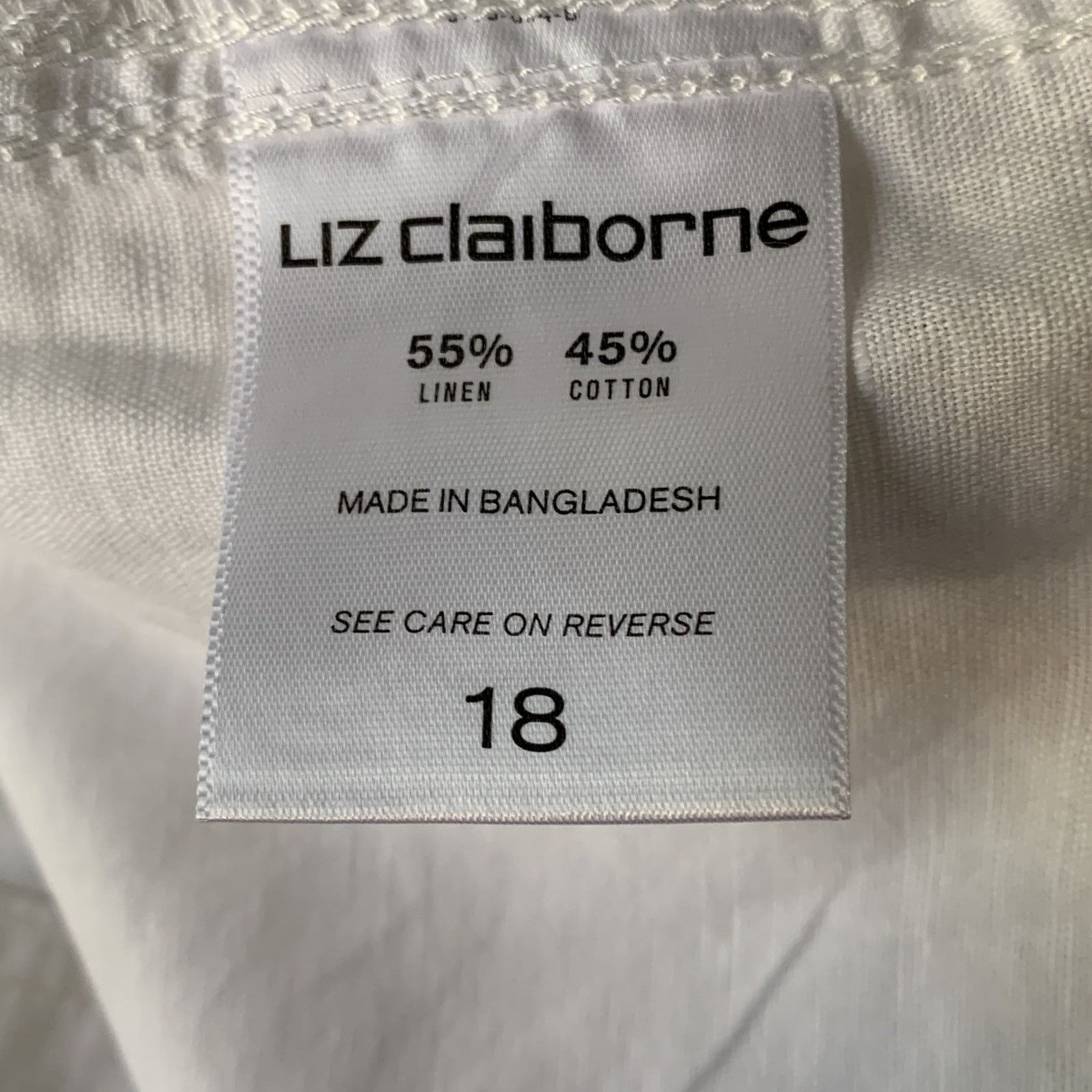 Liz Claiborne Liz Claiborne Pants White Linen Blend Hi-Rise Women Size 18 Size 40" / US 18 - 10 Thumbnail