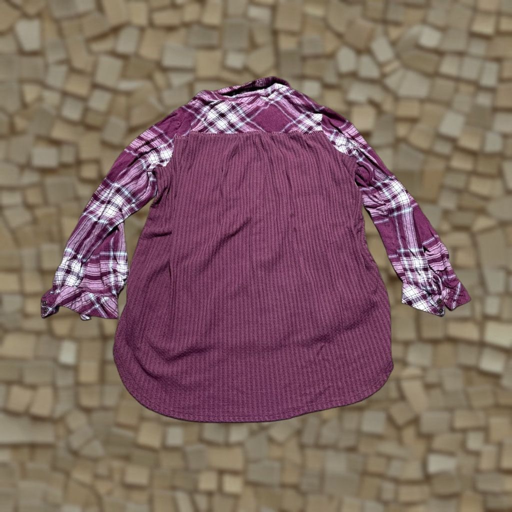 Vintage Knox Rose Shirt, Women's Large Button Up, Plaid White Purple, Duck Tail Size L / US 10 / IT 46 - 1 Thumbnail