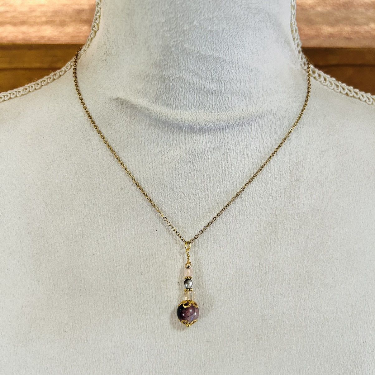 Handmade Handcrafted vintage bead faceted glass crystal drop necklace Size ONE SIZE - 3 Thumbnail