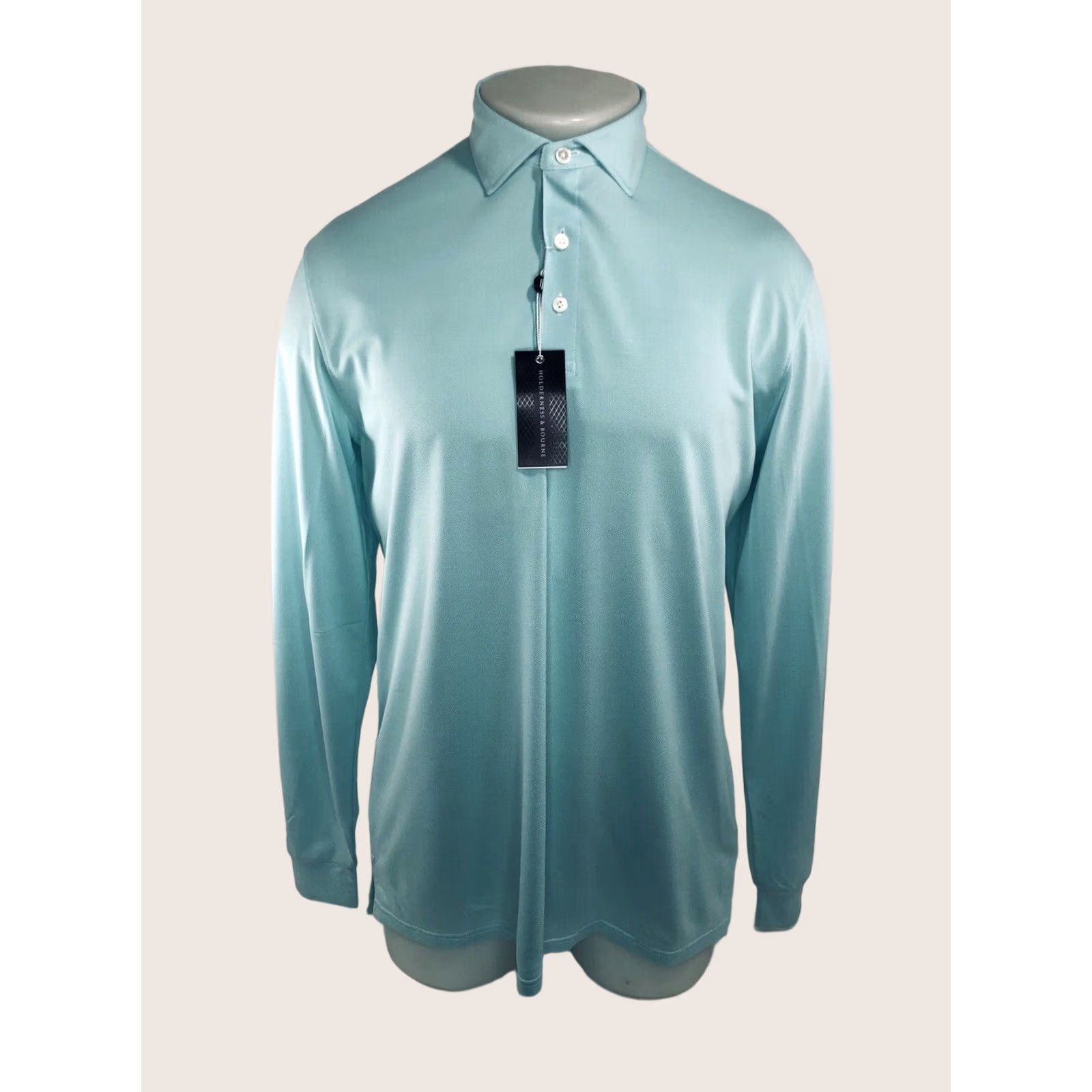 Vintage HOLDERNESS & BOURNE / THE GUILFORD - Knit PIQUE Polo Md. Shirt - Greenish Blue - M - Men Size US M / EU 48-50 / 2 - 1 Thumbnail