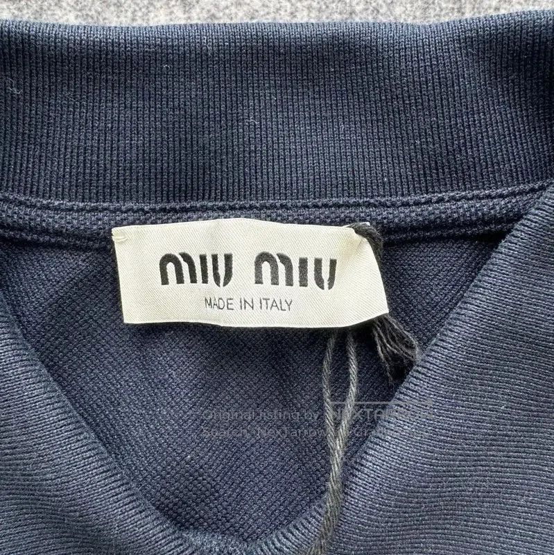 Miu Miu Miu Miu Women's Cotton T-Shirt in Dark Blue . Size M / US 6-8 / IT 42-44 - 3 Thumbnail