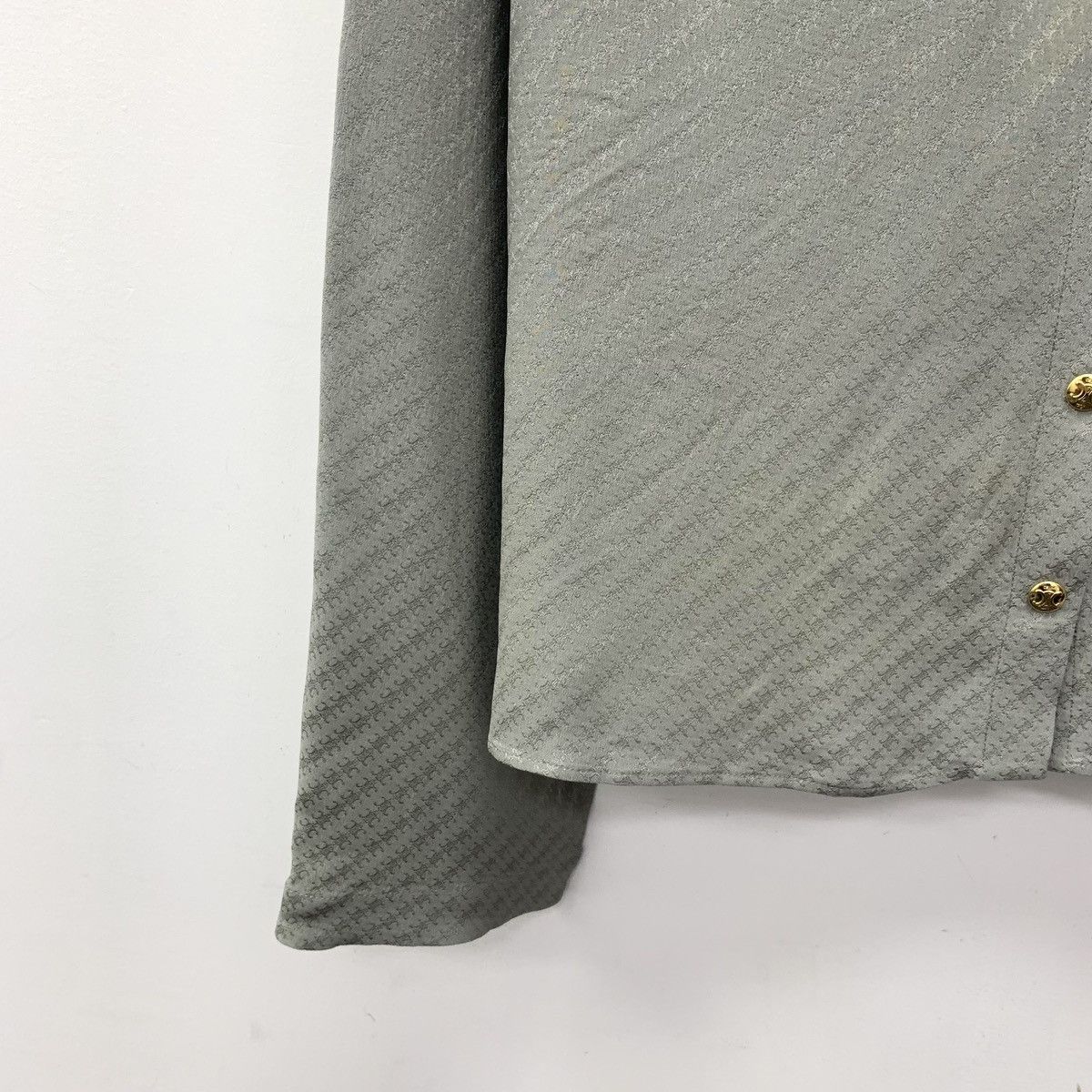Celine Celine Gray Green Arc de Triomphe Full Printed Silk Shirt Size XS / US 0-2 / IT 36-38 - 4 Thumbnail