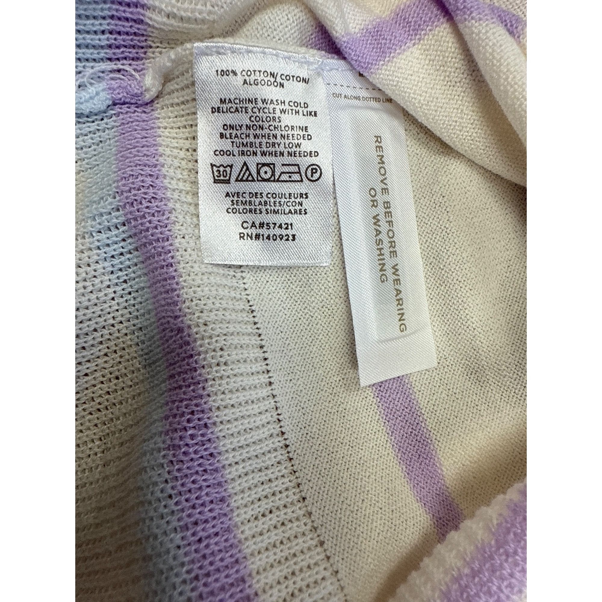 Loft Loft Petite Women's Sweater Tunic White Purple Striped Cotto Size S / US 4 / IT 40 - 5 Thumbnail