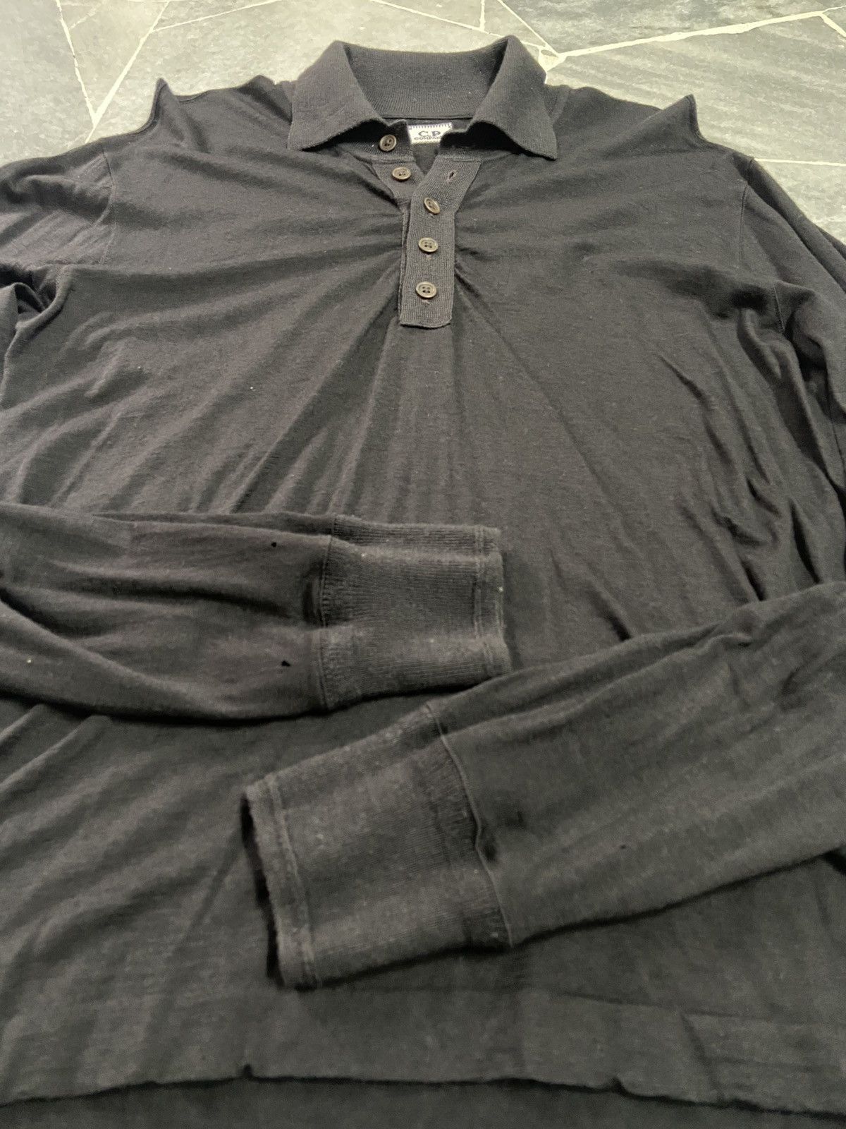 C.P. Company Vintage Cp Company Long Sleeve Polo Shirt Black Wool Size US M / EU 48-50 / 2 - 8 Thumbnail
