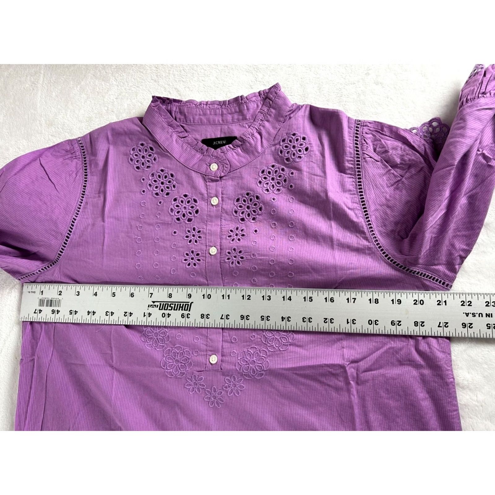 J.Crew J.Crew Womens Ruffle-Sleeve Top with Embroidered Eyelet Purple Medium AR971 New Size M / US 6-8 / IT 42-44 - 7 Thumbnail