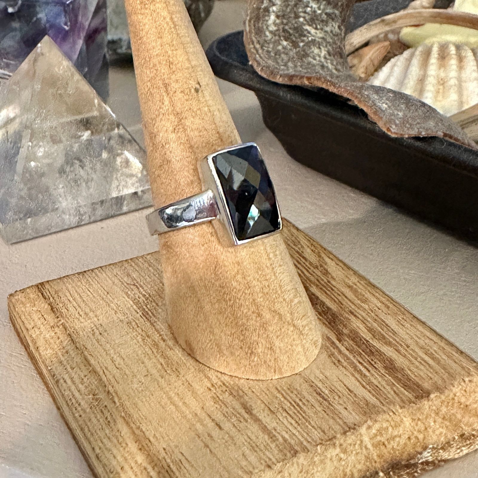 The Unbranded Brand Sterling Silver Black Faceted CZ Sterling Silver Ring Size 9 Size ONE SIZE - 2 Thumbnail