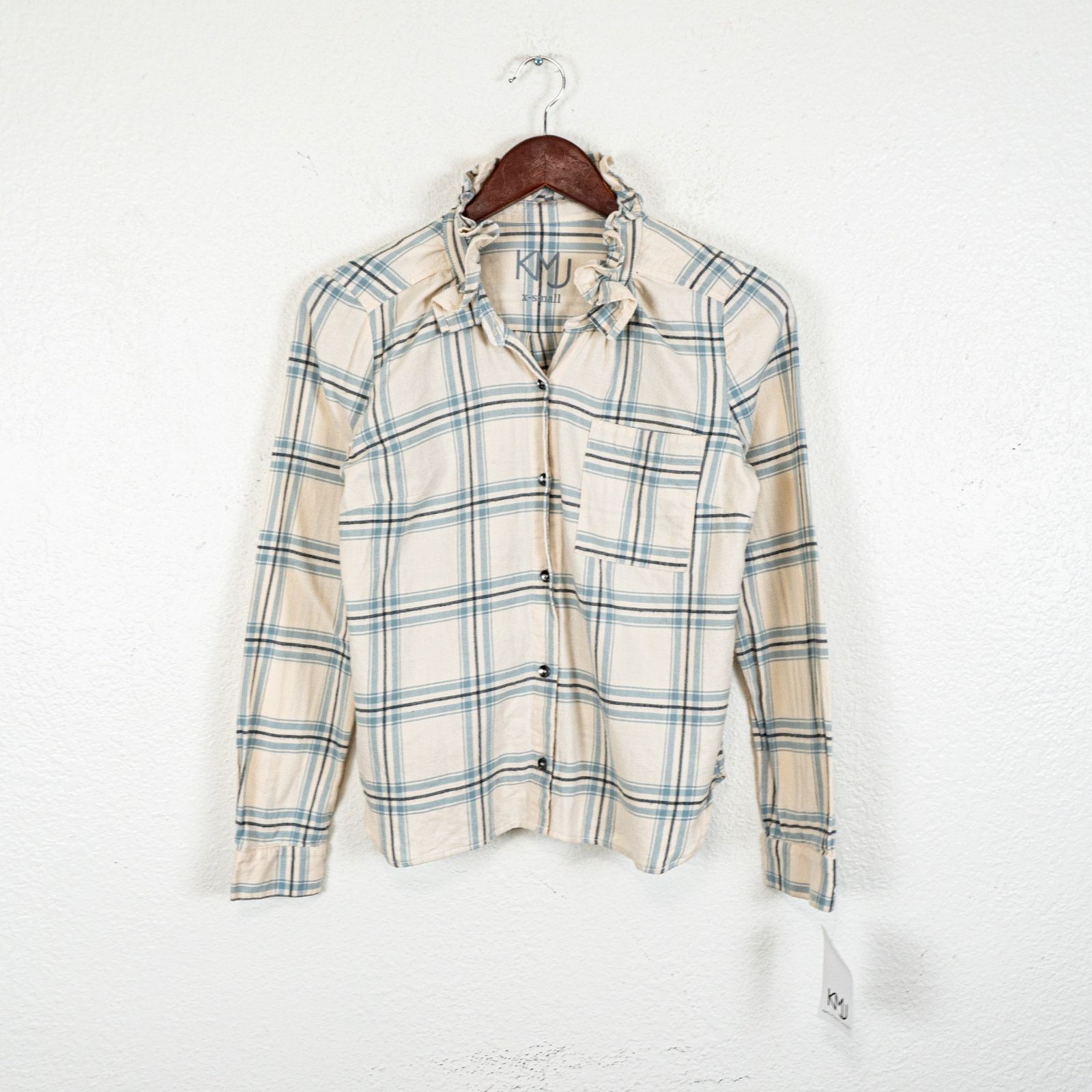 Other KMJ Kate Mchale Jensen Quarantina Ruffle Flannel Beige blue Size XS / US 0-2 / IT 36-38 - 8 Thumbnail