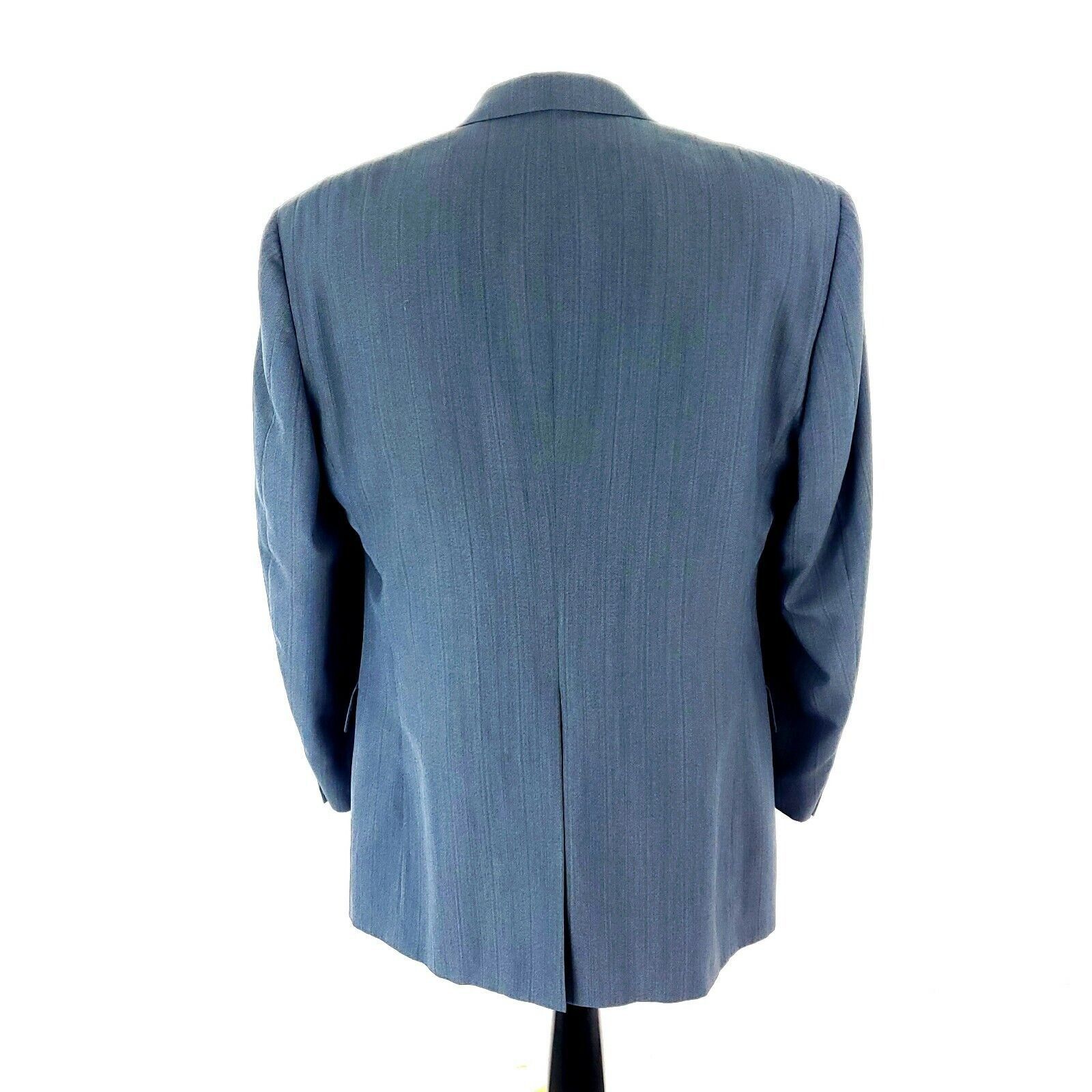 Austin Reed Austin Reed Wool 2 Button 2 Piece Suit 40L Gray Blue Striped Size 40L - 6 Thumbnail
