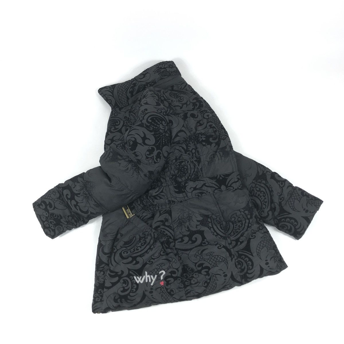 Designer × Desigual Women's DESIGUAL WHY? Black Floral Pattern With Belt Puffer Down Jacket Coat Bomber Size M / US 6-8 / IT 42-44 - 3 Thumbnail