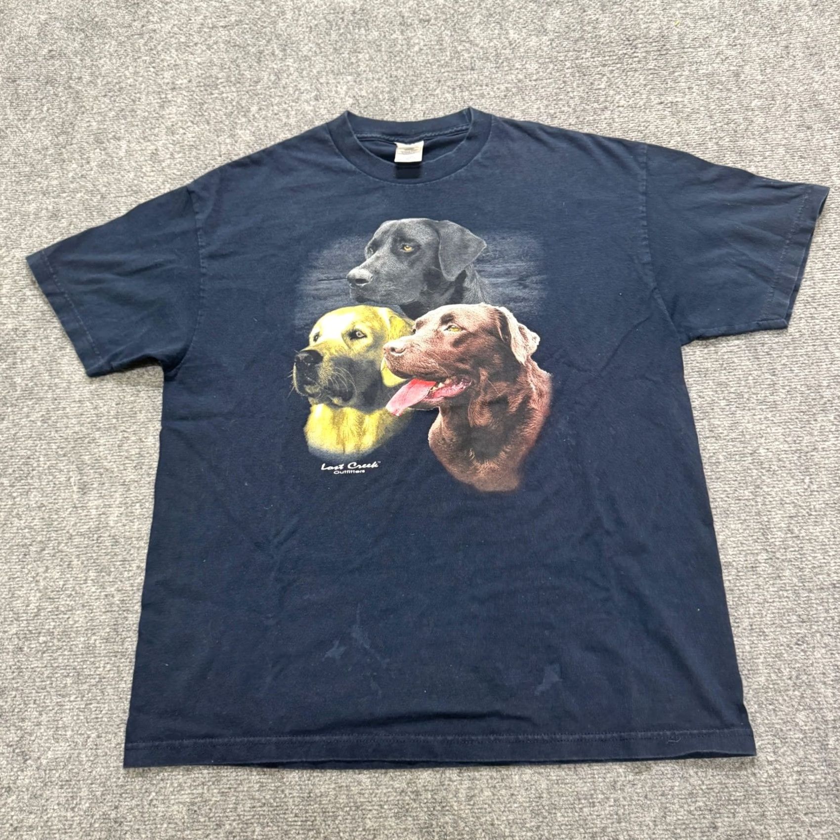AAA VINTAGE Dog T-shirt Men's XL Navy Blue Lost Creek Outfitters Y2K Golden Retriever Shirt Mens XL Blue Astronaut? Size US XL / EU 56 / 4 - 5 Thumbnail