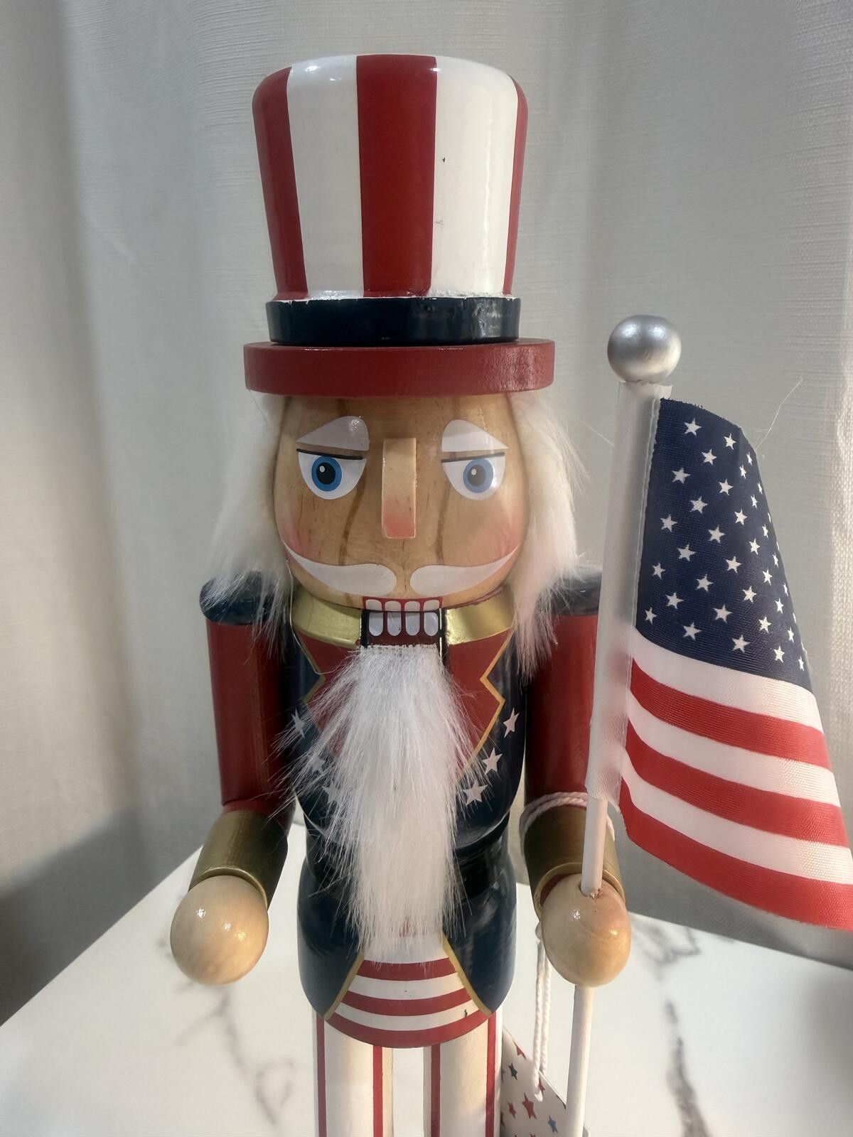 Franklin & Marshall Patriotic Nutcracker Uncle Sam Holding American Flag 1423 Size ONE SIZE - 2 Thumbnail