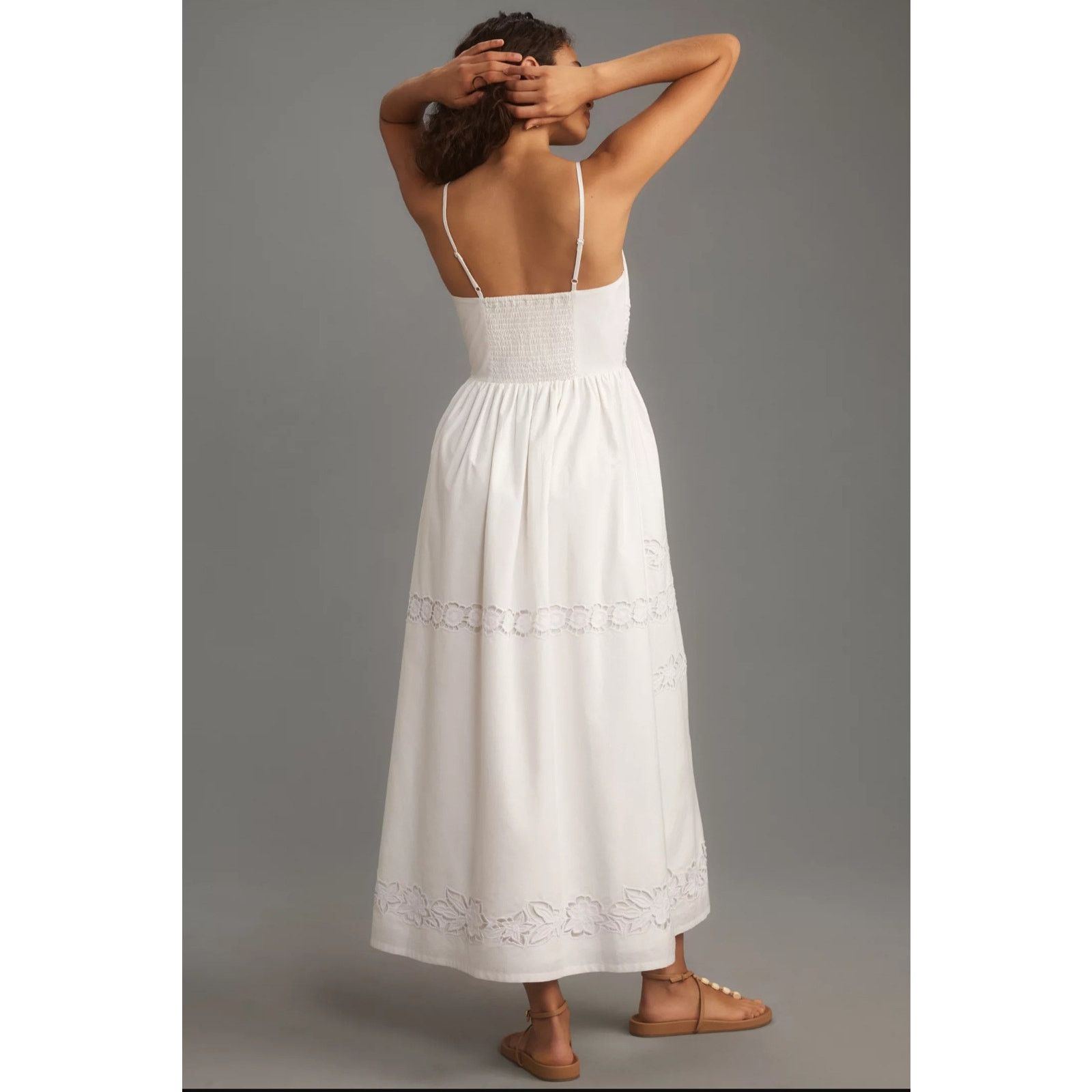 Anthropologie NWT Vineet Bahl V-Neck Floral Cutwork Midi Dress $278 SP Size S / US 4 / IT 40 - 3 Thumbnail